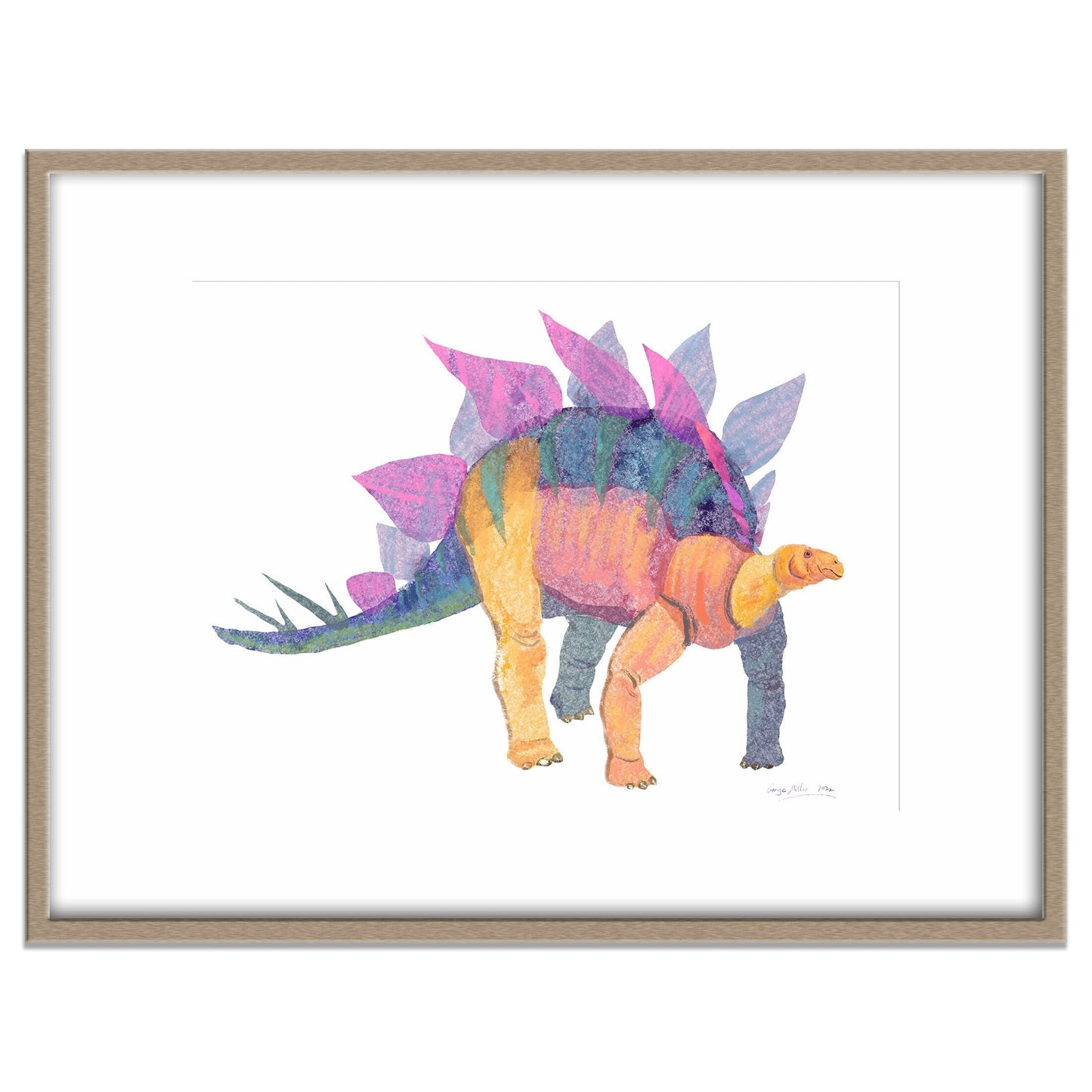 Stegosaurus Dinosaur Print, Colorful Canvas Print, Wall Art, Abstract Art, Art Print Watercolor, Artwork, Modern Wall Art, Birthday Gift