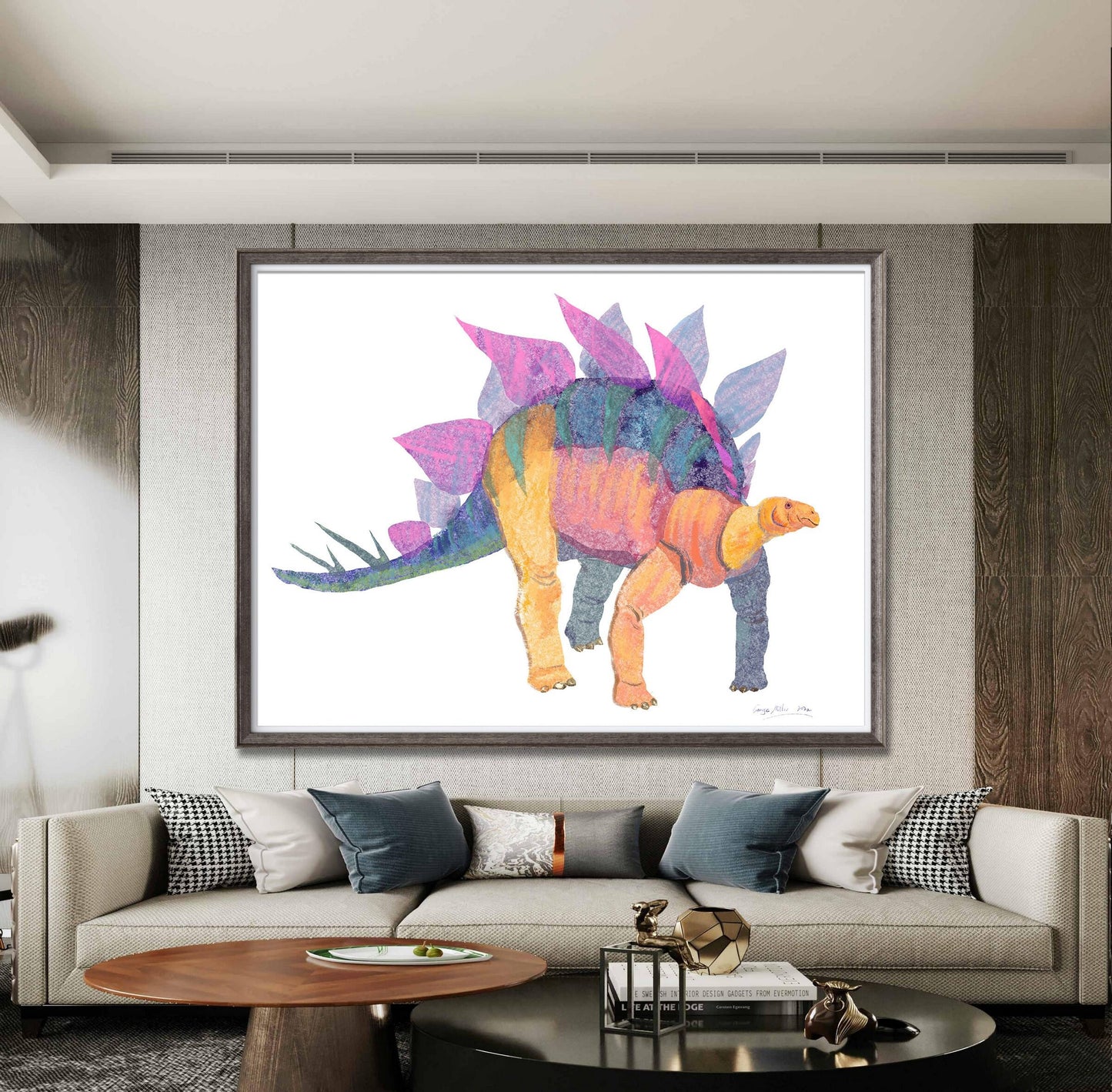 Stegosaurus Dinosaur Print, Colorful Canvas Print, Wall Art, Abstract Art, Art Print Watercolor, Artwork, Modern Wall Art, Birthday Gift