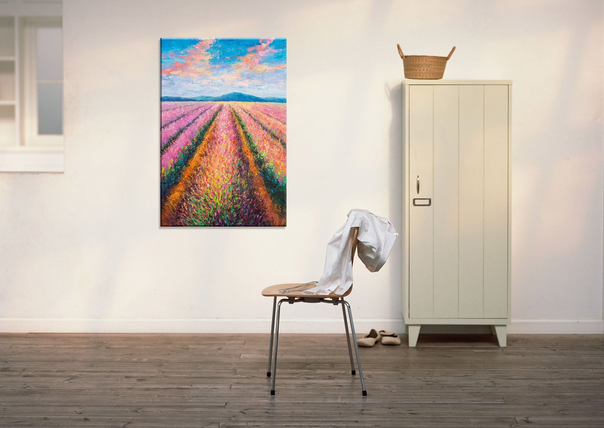 Oil Painting, Large Canvas Art, Large Landscape Painting, Contemporary Art, Rustic Wall Decor, Canvas Art, French Provence Lavender Field