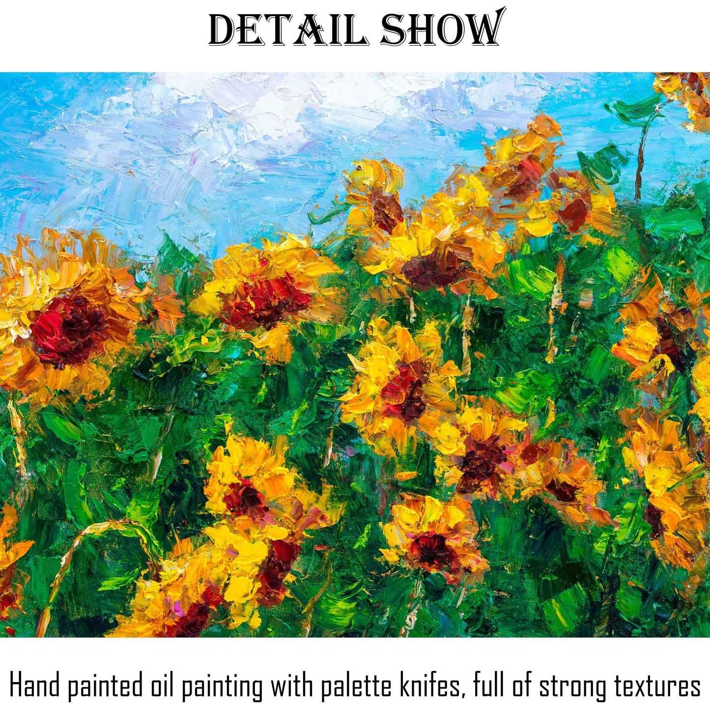 Floral Oil Painting Sunflowers, Modern Art, Abstract Painting, Livingroom Wall Decor, Flower Painting, Large Canvas Art, Canvas Painting