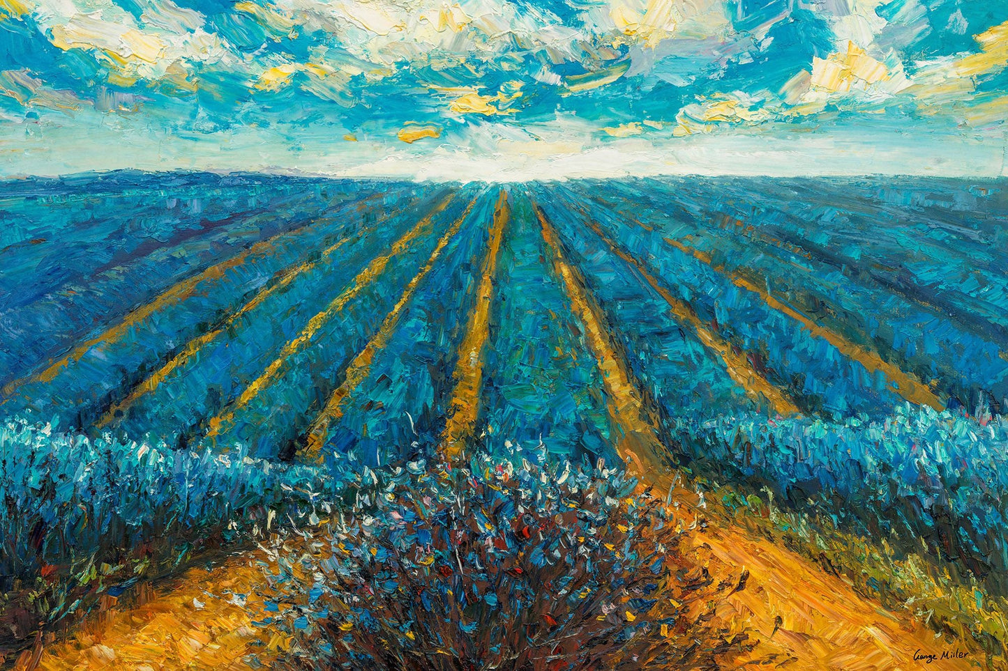 Oil Painting Landscape Provence Lavender Field, Contemporary Wall Art, Modern Painting, Large Art, Abstract Canvas Art, Original Art