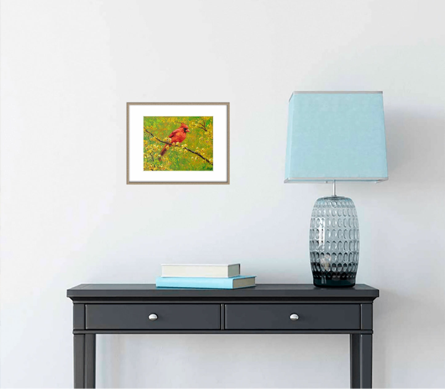 Original Oil Painting Northern Cardinal Male Bird, Contemporary Art, Abstract Painting, Abstract Canvas Painting, Contemporary Wall Art