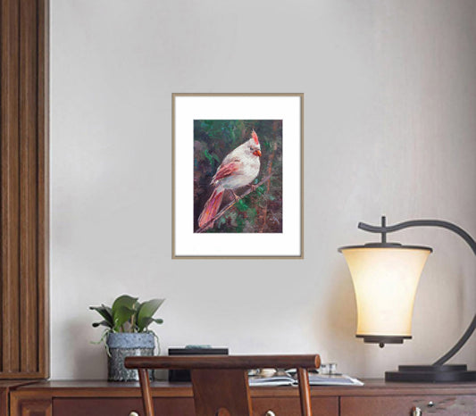 Bird Painting Northern Cardinal Female, Abstract Painting, Canvas Art, Oil Painting, Contemporary Wall Art, Modern Painting, Original  Art