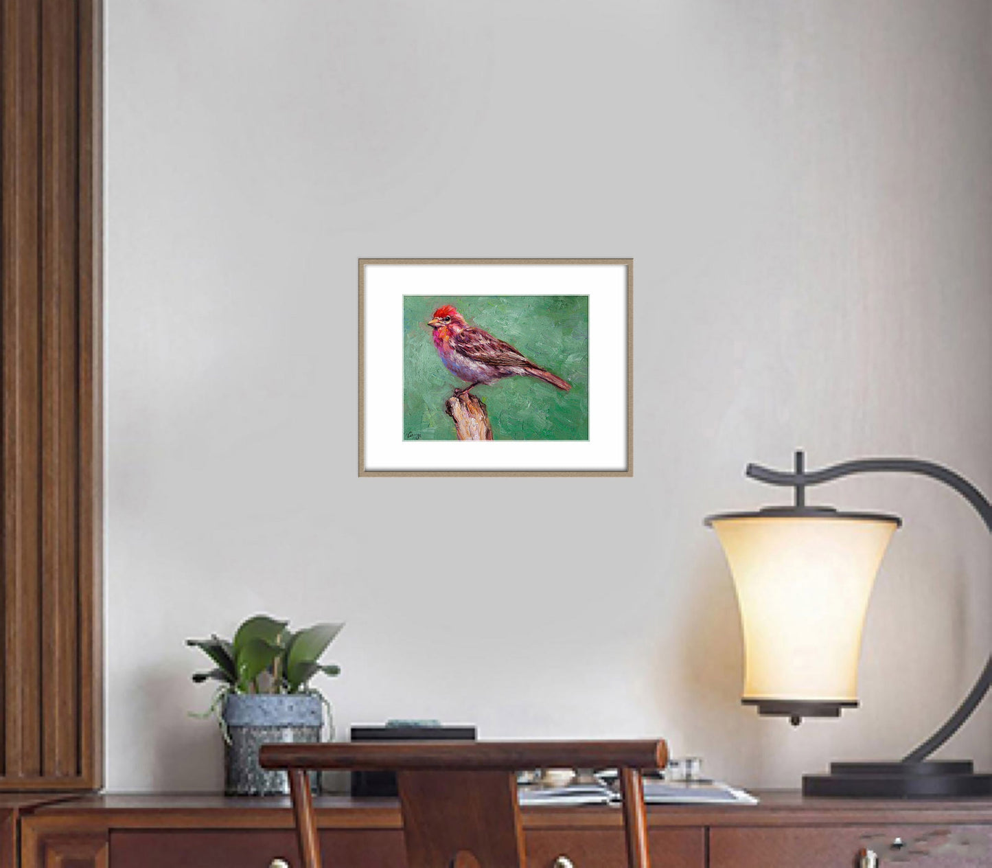 Bird Artwork, Small Oil Painting Bird House Finch, Oil Painting Original, Painting Abstract, Wall Decor, Living Room Wall Art, Modern Art