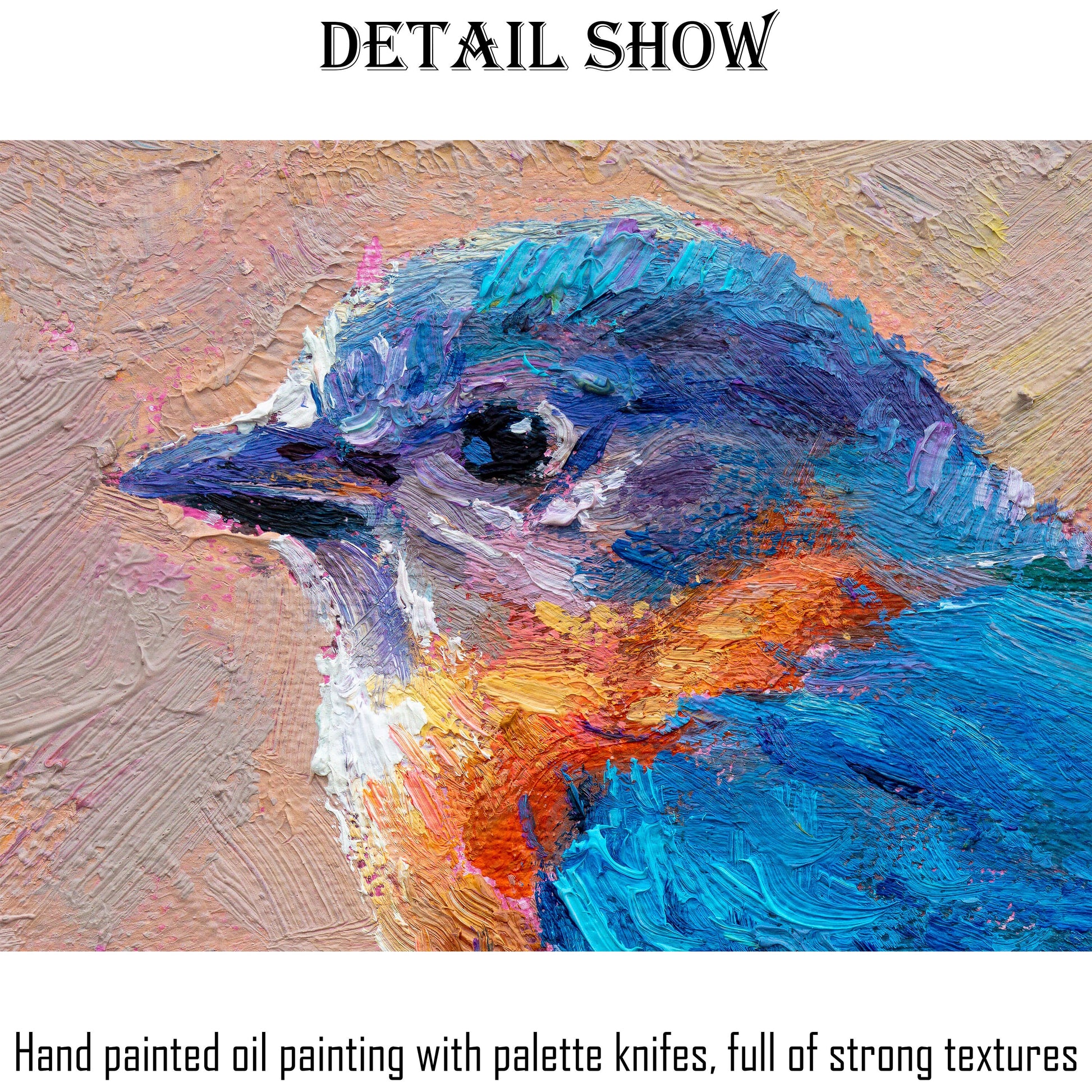 Small Oil Painting Blue Bird, Abstract Canvas Art, Contemporary Art, Bird Artwork, Bedroom Wall Decor, Wall Art Canvas Original Oil Painting