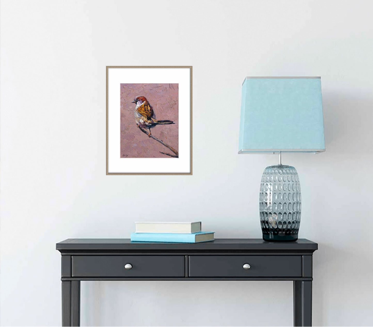 Canvas Painting Sparrow Bird, Abstract Canvas Art, Oil Painting Abstract, Bird Artwork, Oil Painting Original, Modern Art, Wall Art Painting