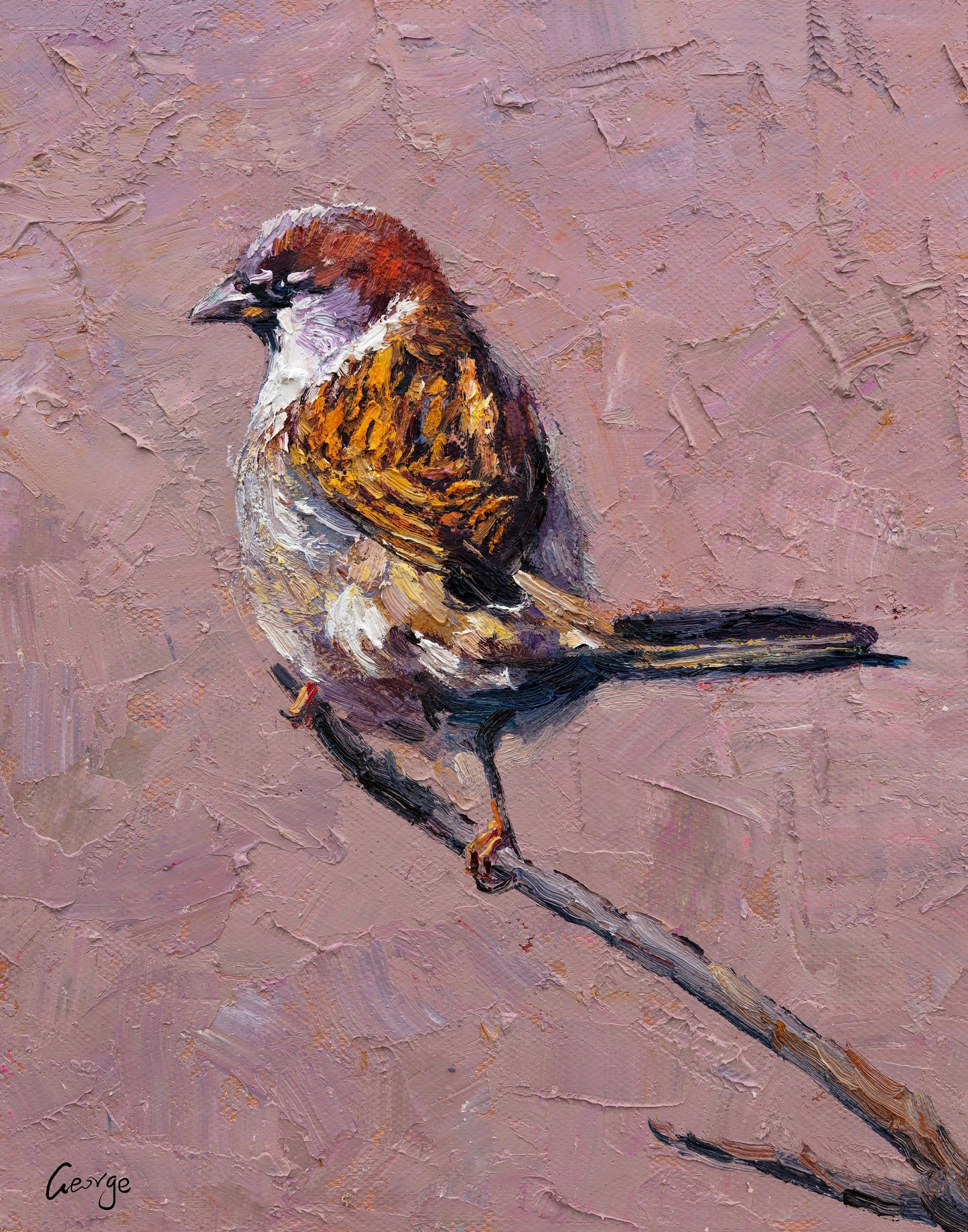 Canvas Painting Sparrow Bird, Abstract Canvas Art, Oil Painting Abstract, Bird Artwork, Oil Painting Original, Modern Art, Wall Art Painting