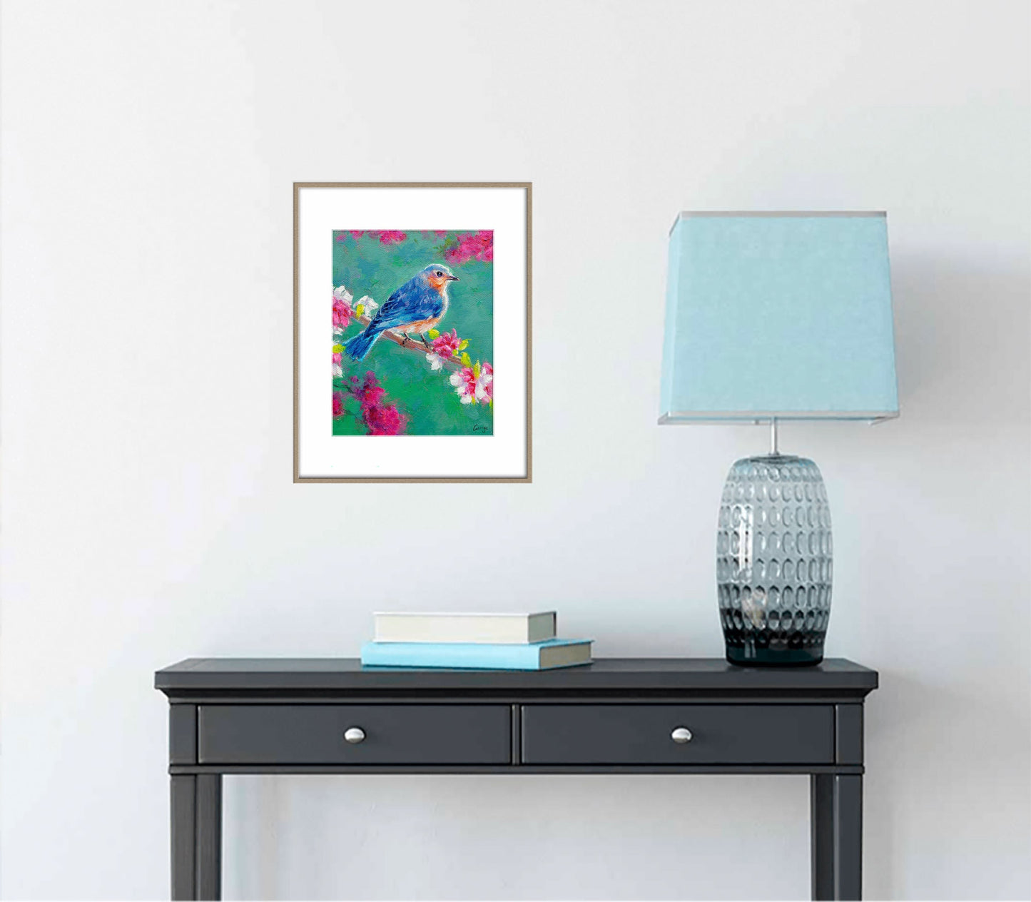 Small Oil Painting Blue Bird, Modern Art, Original Abstract Painting, Modern Wall Art, Abstract Art, Bird Art, Kitchen Art, Canvas Painting
