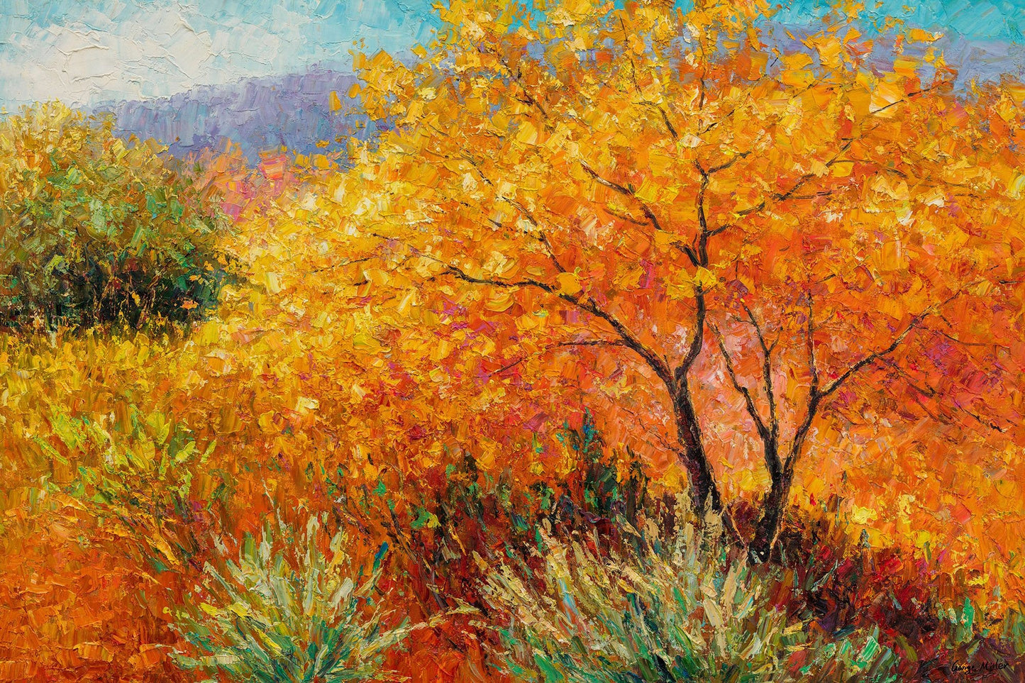 Oil Painting Landscape, Autumn Forest, Contemporary Painting, Original Artwork, Large Canvas Painting, Modern Wall Art, GeorgeMillerArt