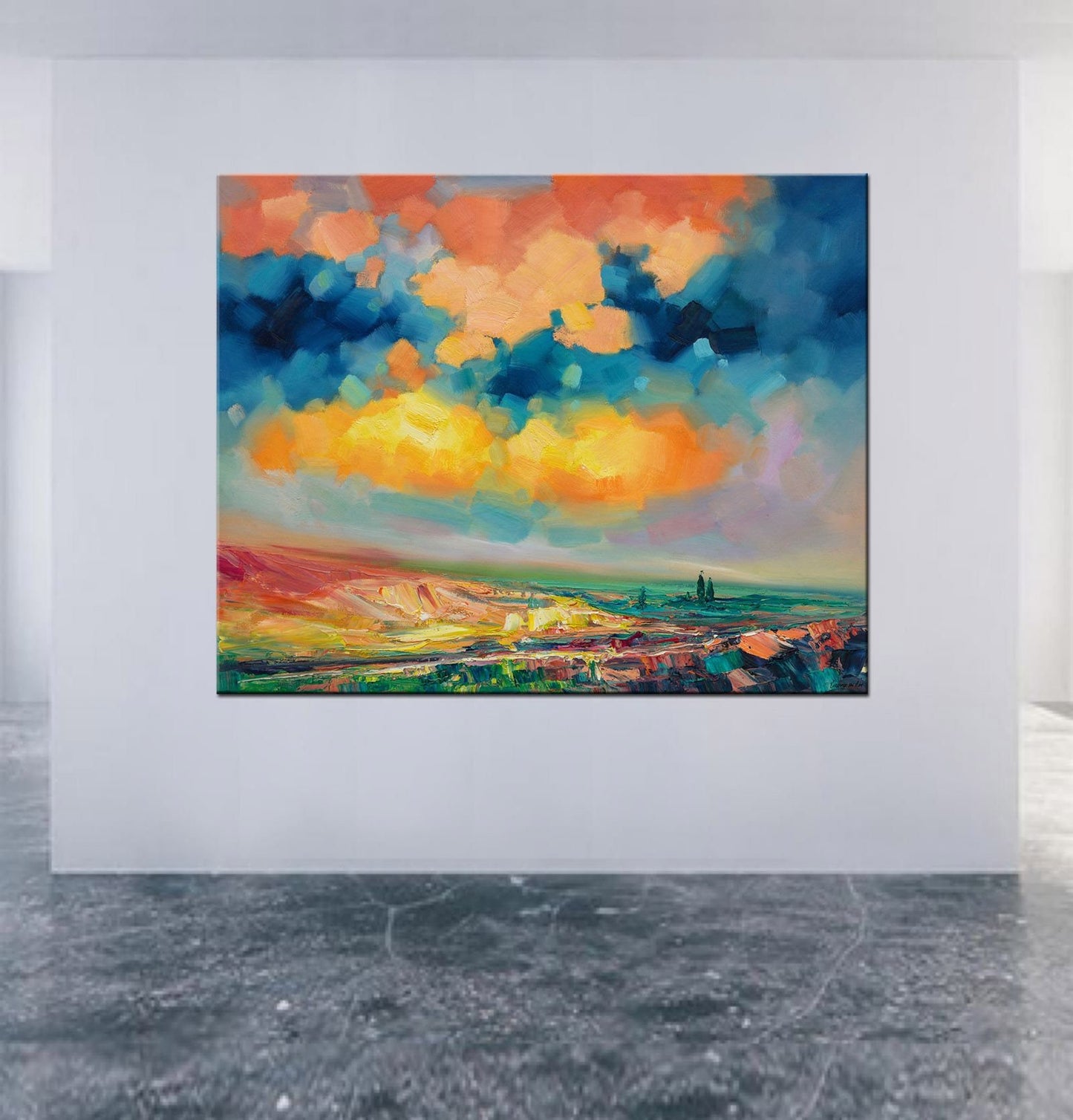Abstract Landscape Oil Painting, Canvas Art, Paintings On Canvas, Large Landscape Paintings On Canvas, Framed Wall Art, Home Office Decor