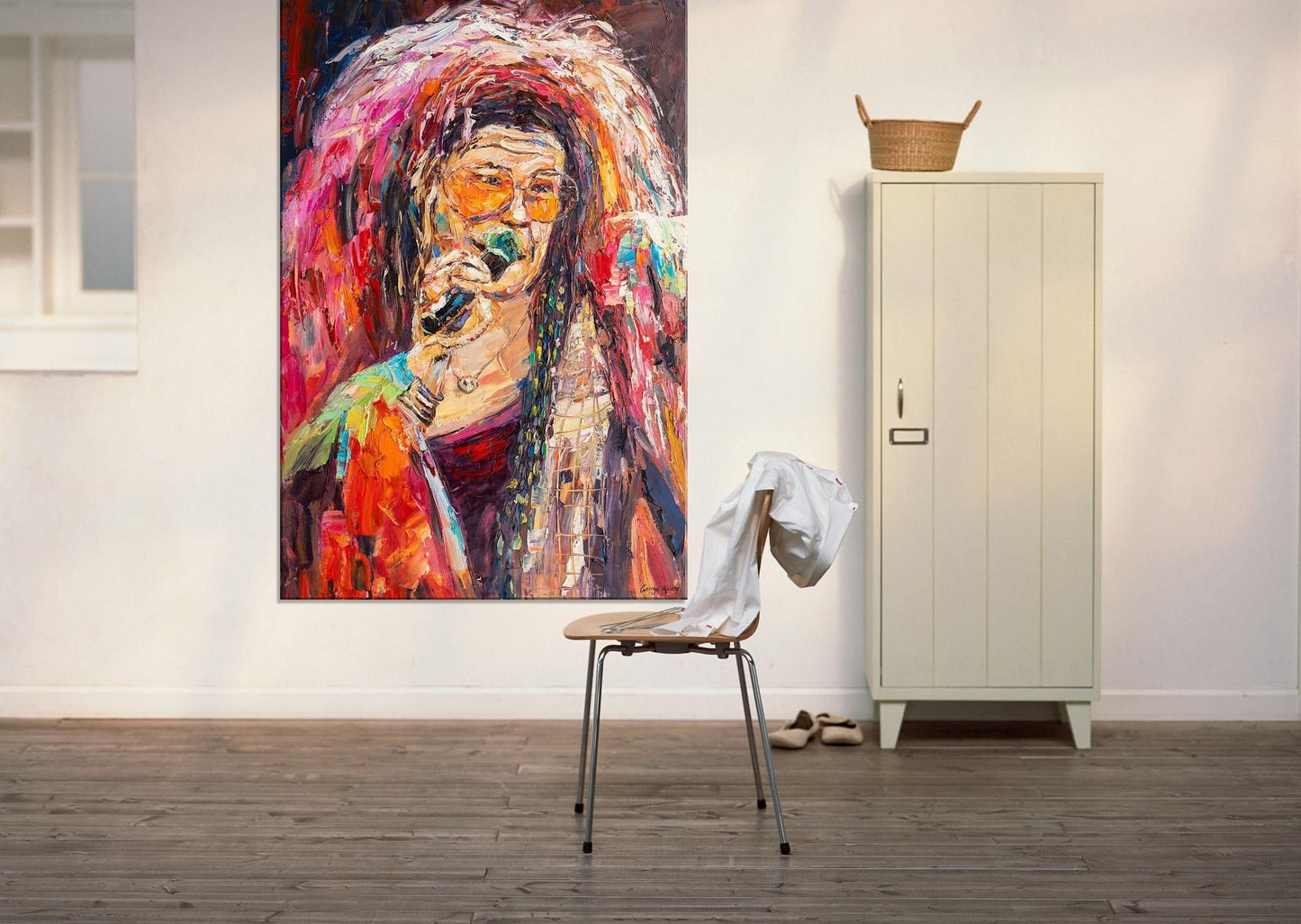 Oil Painting Janis Joplin Singing Jazz Music, Large Canvas Painting, Original Art, Living Room Art, Abstract Canvas Art, Modern Painting