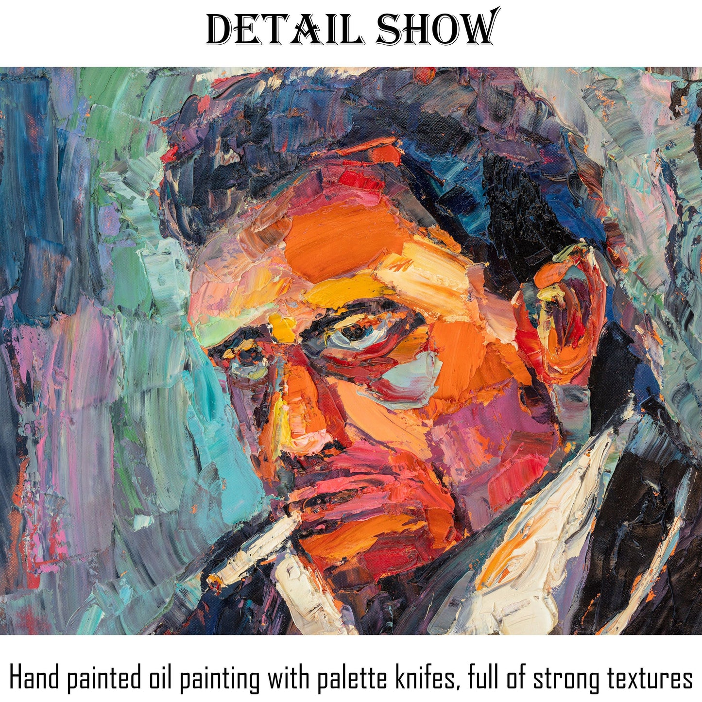 Oil Painting Johnny Cash with Guitar, Rock Music, Large Abstract Painting, Abstract Oil Painting, Large Wall Art Painting, Contemporary Art