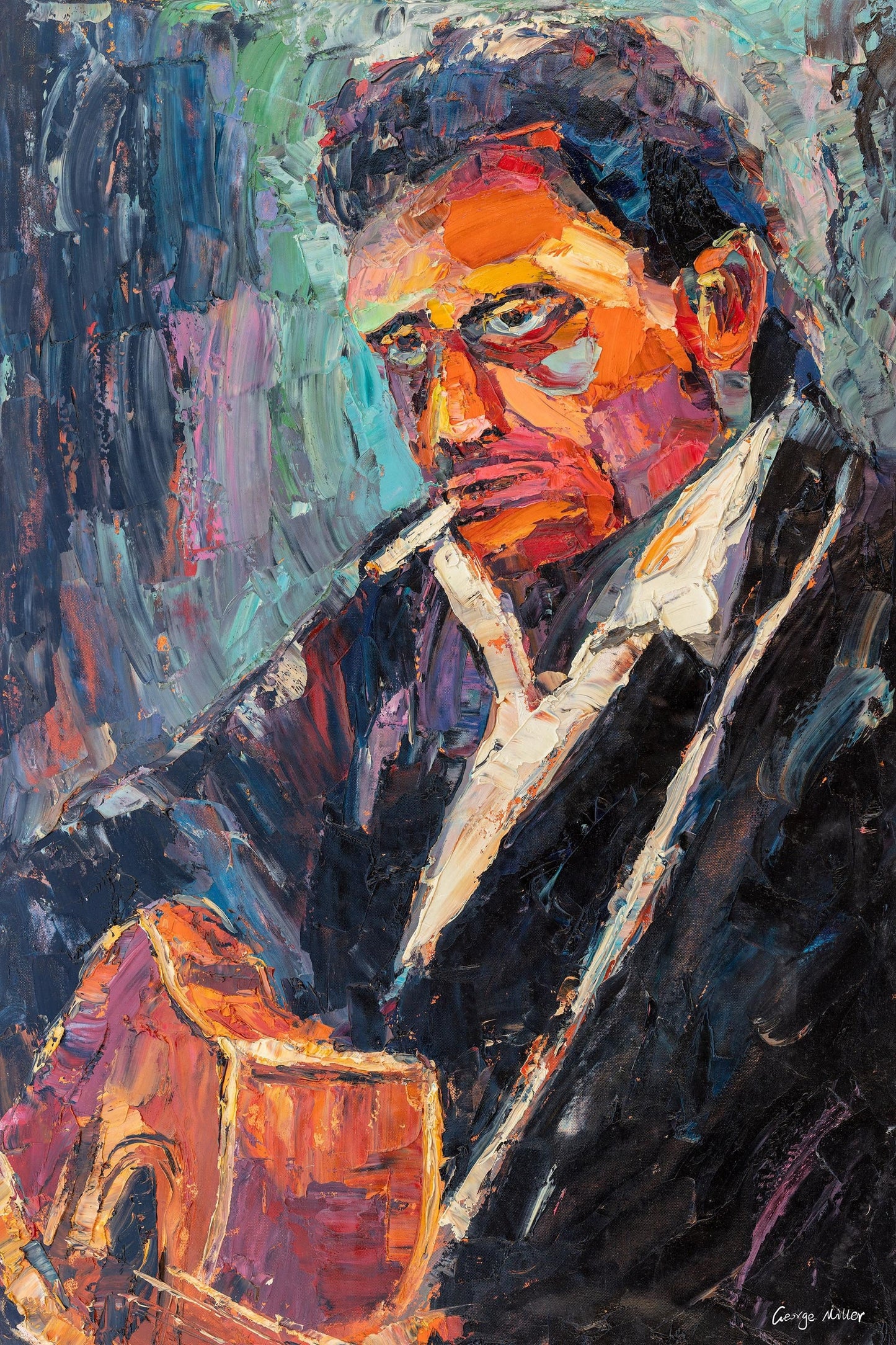 Oil Painting Johnny Cash with Guitar, Rock Music, Large Abstract Painting, Abstract Oil Painting, Large Wall Art Painting, Contemporary Art