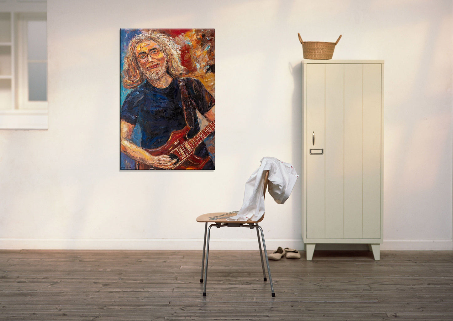 Oil Painting Jerry Garcia with Guitar, Music, Large Canvas Painting, Original Abstract Art, Wall Decor, Modern Painting, Abstract Painting