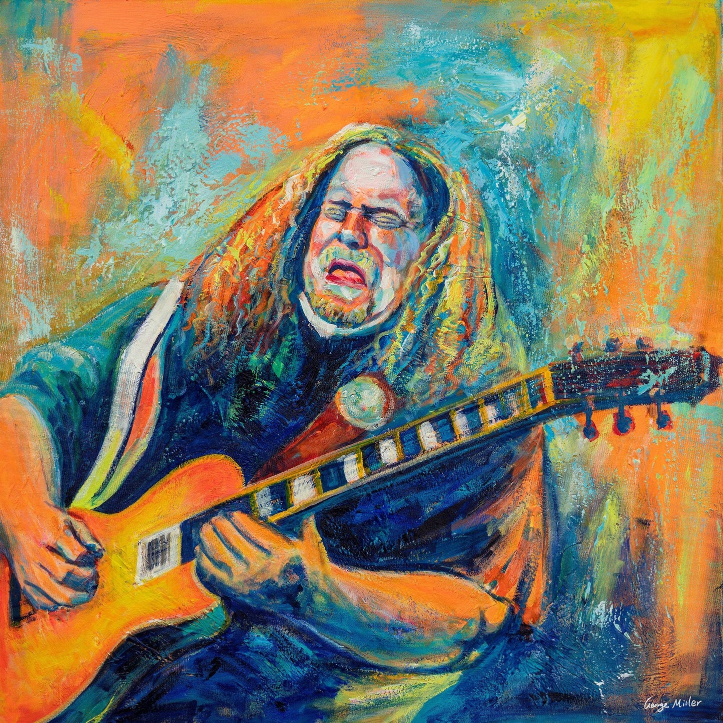 Oil Painting Warren Haynes Playing Guitar, Rock Music, Canvas Painting, Original Artwork, Contemporary Art, Wall Art, Abstract Wall Art