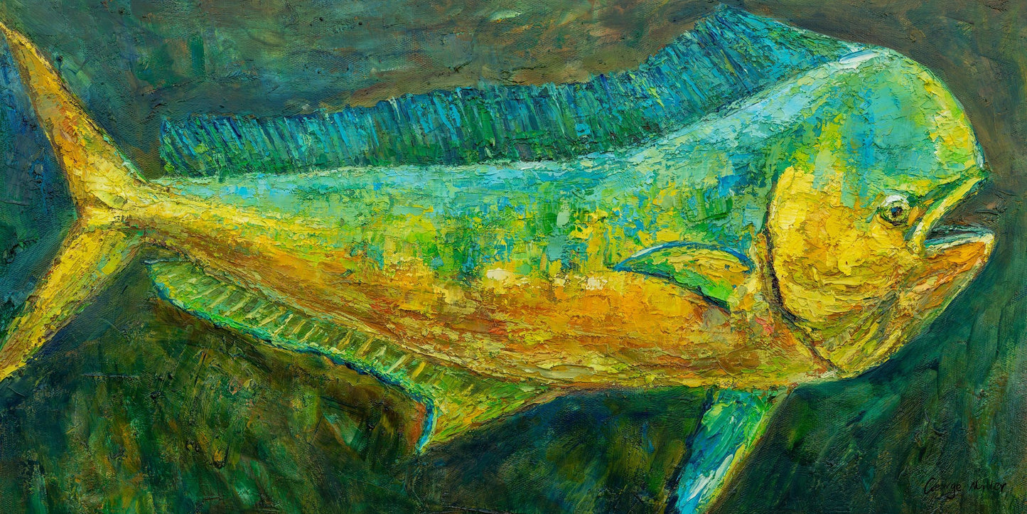 Mahi Mahi Fish Green, Wall Art, Abstract Wall Art, Art, Artwork Original, Modern Art Print, Original Art, Kitchen Decor, Art Poster