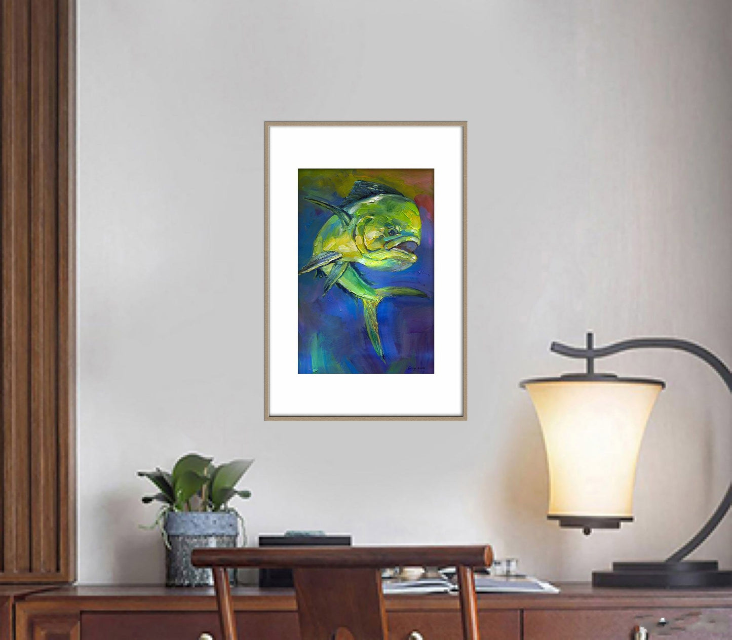 Prints Wall Art, Mahi Mahi Fish Green, Wall Art Abstract, Abstract Wall Art, Art Prints Canvas, Artwork, Modern Art Print, Large Poster