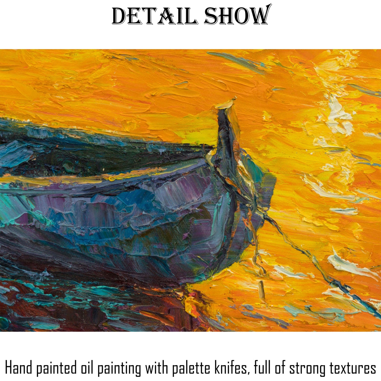 Oil Painting Seascape, Large Oil Painting, Fishing Boat Sunset, Contemporary Painting, Large Wall Art, Original Painting, Canvas Painting