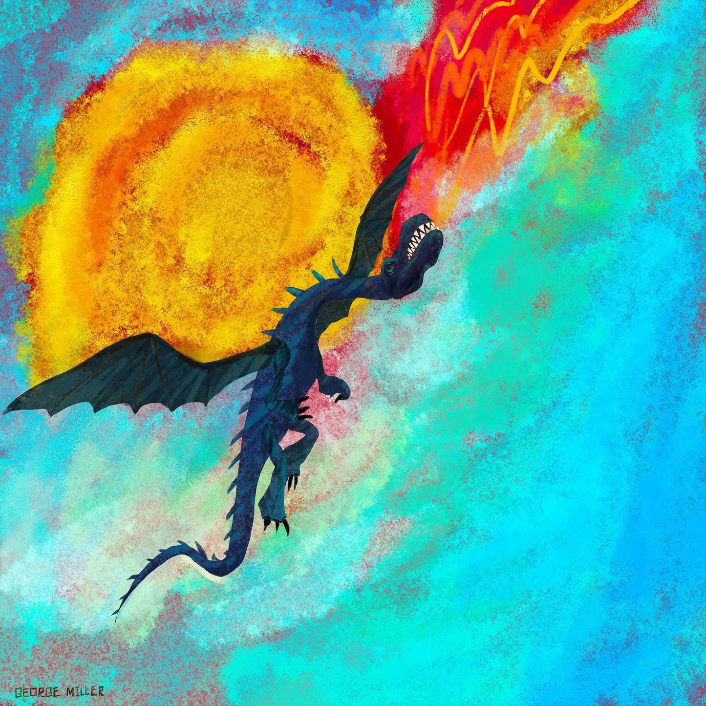 Prints Wall Art, Dragon breathing fire, Abstract Wall Art, Art Painting, Artwork Original, Modern Wall Décor, Original Painting, Vivid