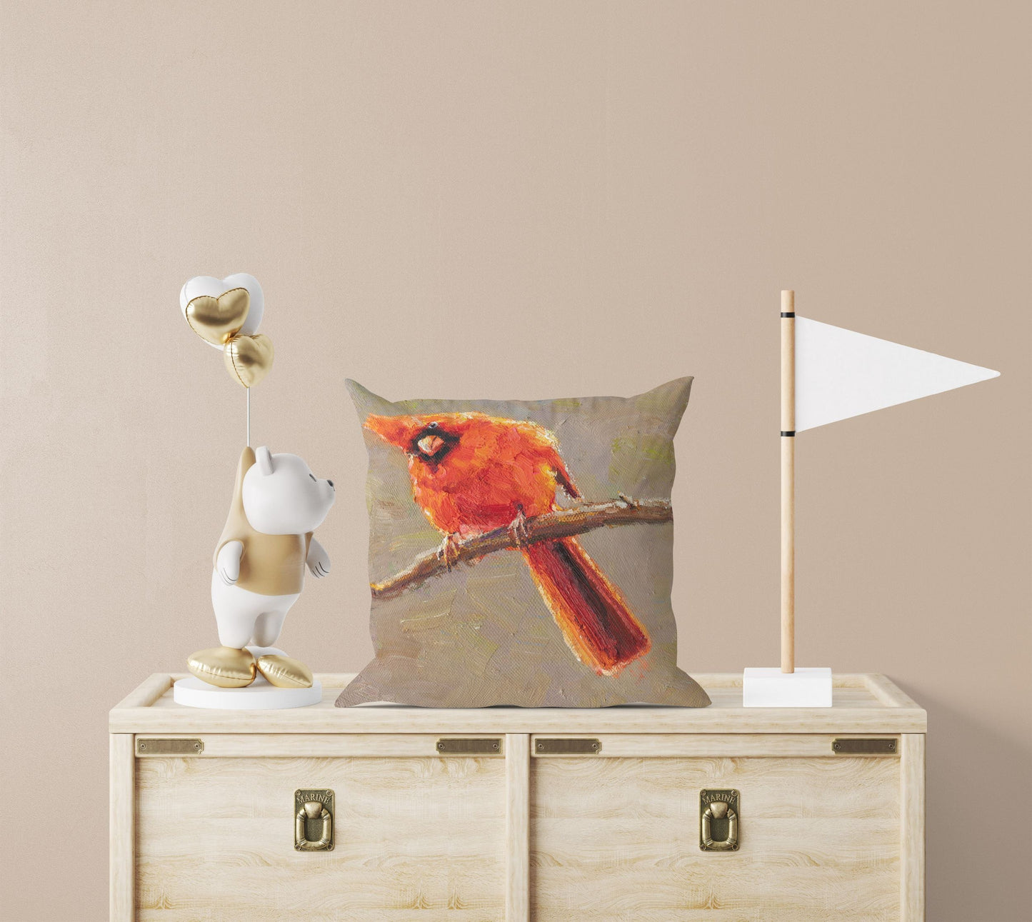 Throw Pillow Cover, Northern Cardinal Male Red Bird Pillow, Cute Pillow Cases, Large Pillow Cases, Home Decor Pillow