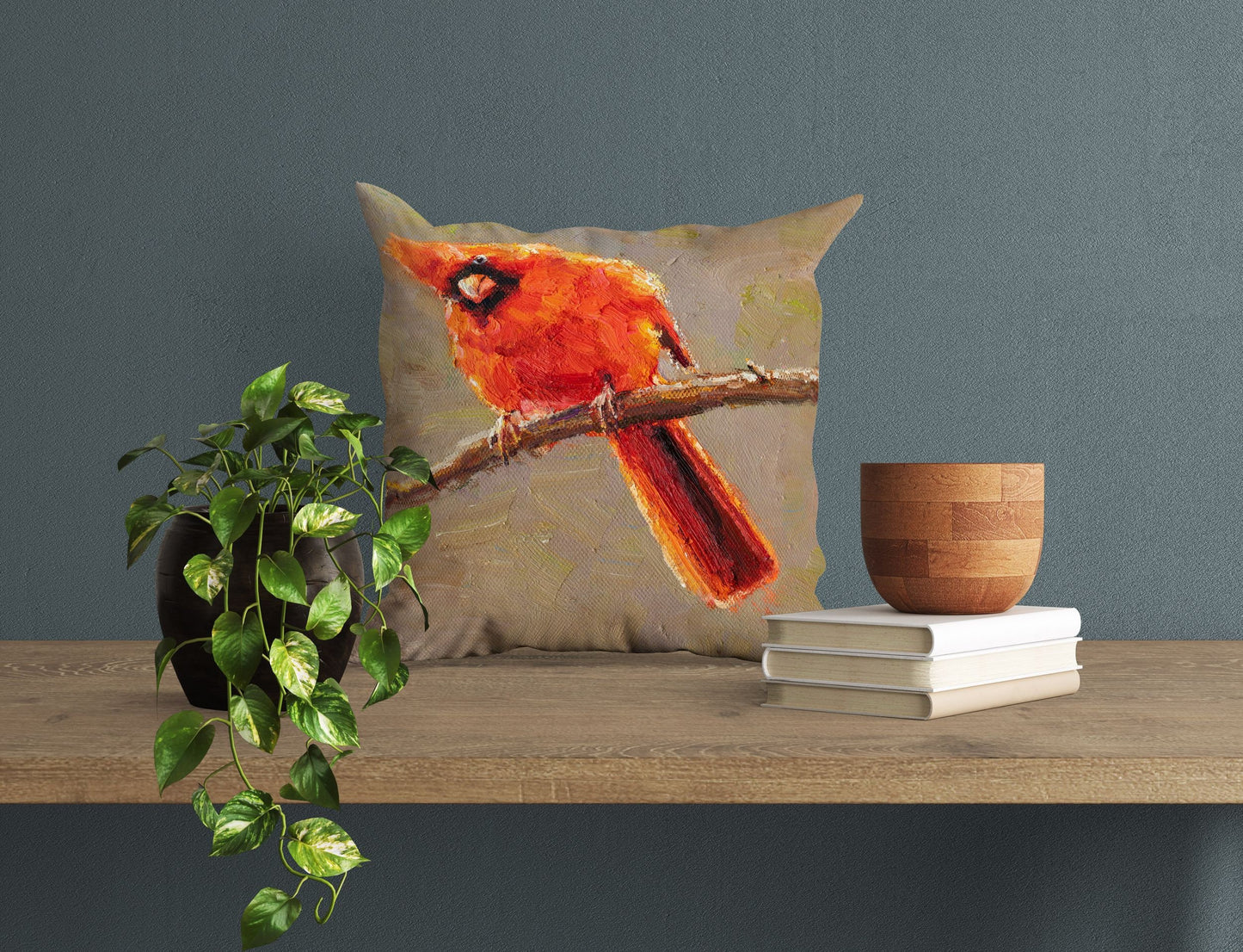 Throw Pillow Cover, Northern Cardinal Male Red Bird Pillow, Cute Pillow Cases, Large Pillow Cases, Home Decor Pillow