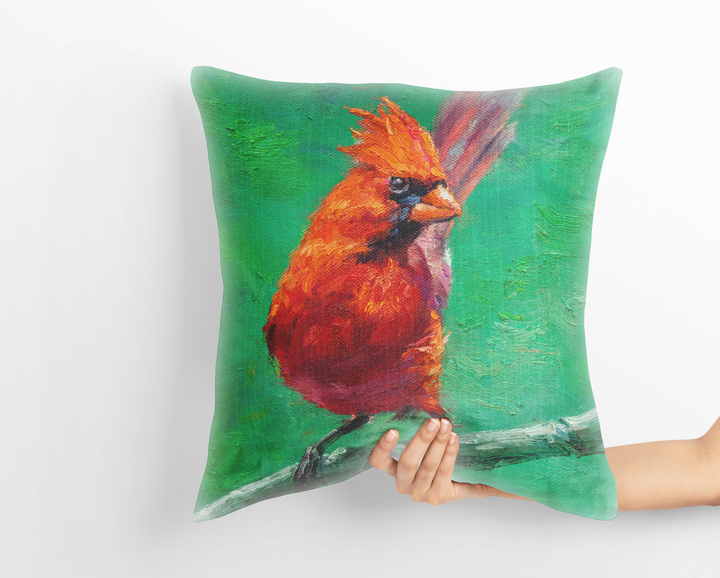 Throw Pillow Cover, Northern Cardinal Red Bird Pillow, Comfortable, Red Pillow Cases, Modern Pillow, Large Pillow Cases, Farmhouse Pillow