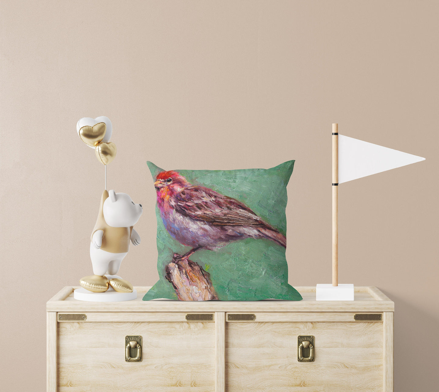 Throw Pillow Cover, House Finch Bird Pillow, Soft Pillow Cases, Red Pillow Cases, Beautiful Pillow, Square, Housewarming Gift