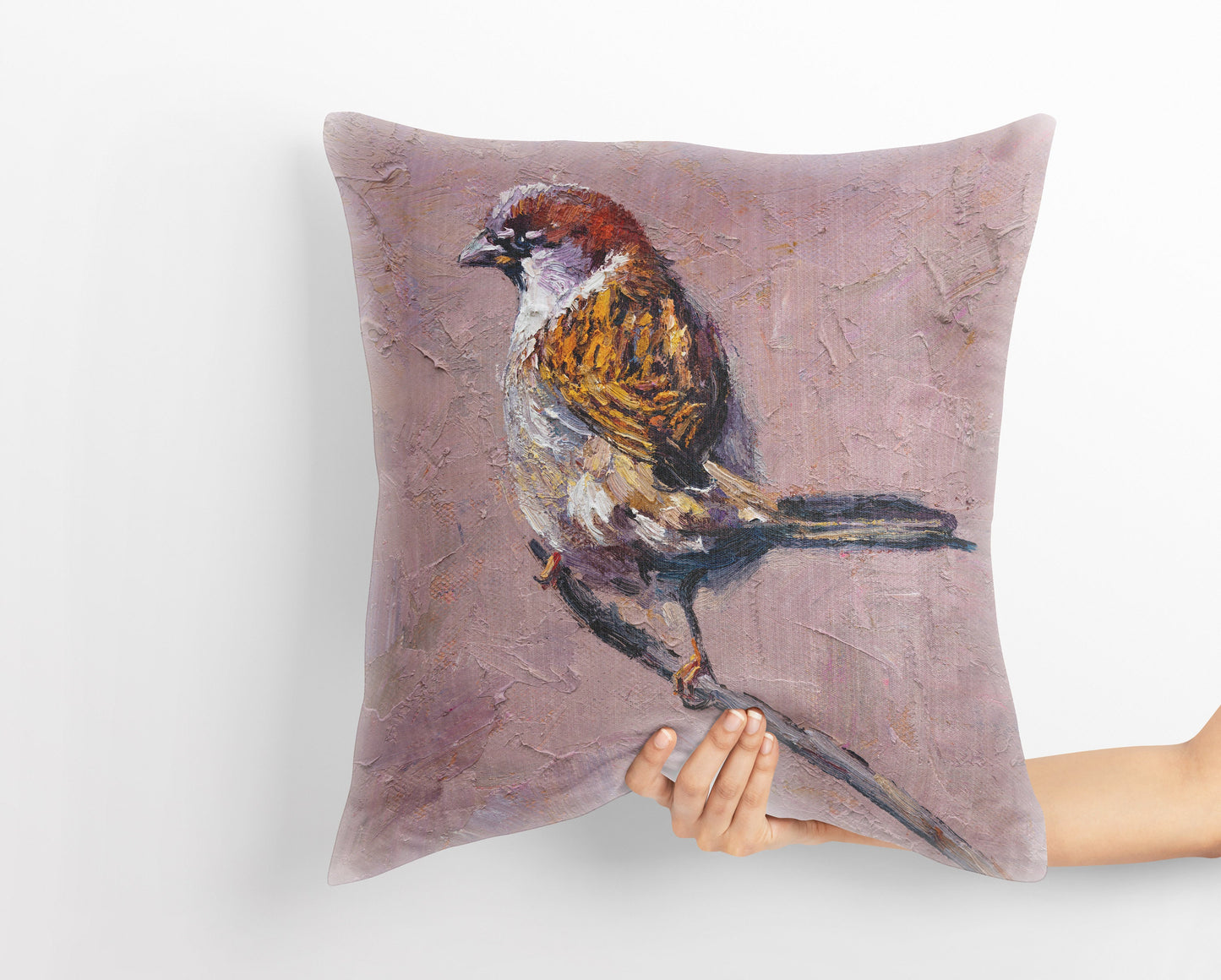 Pillow Cases, Sparrow Bird Pillow, Comfortable, Bright Yellow Pillow, Cute Pillow Cases, Square, Housewarming Gift