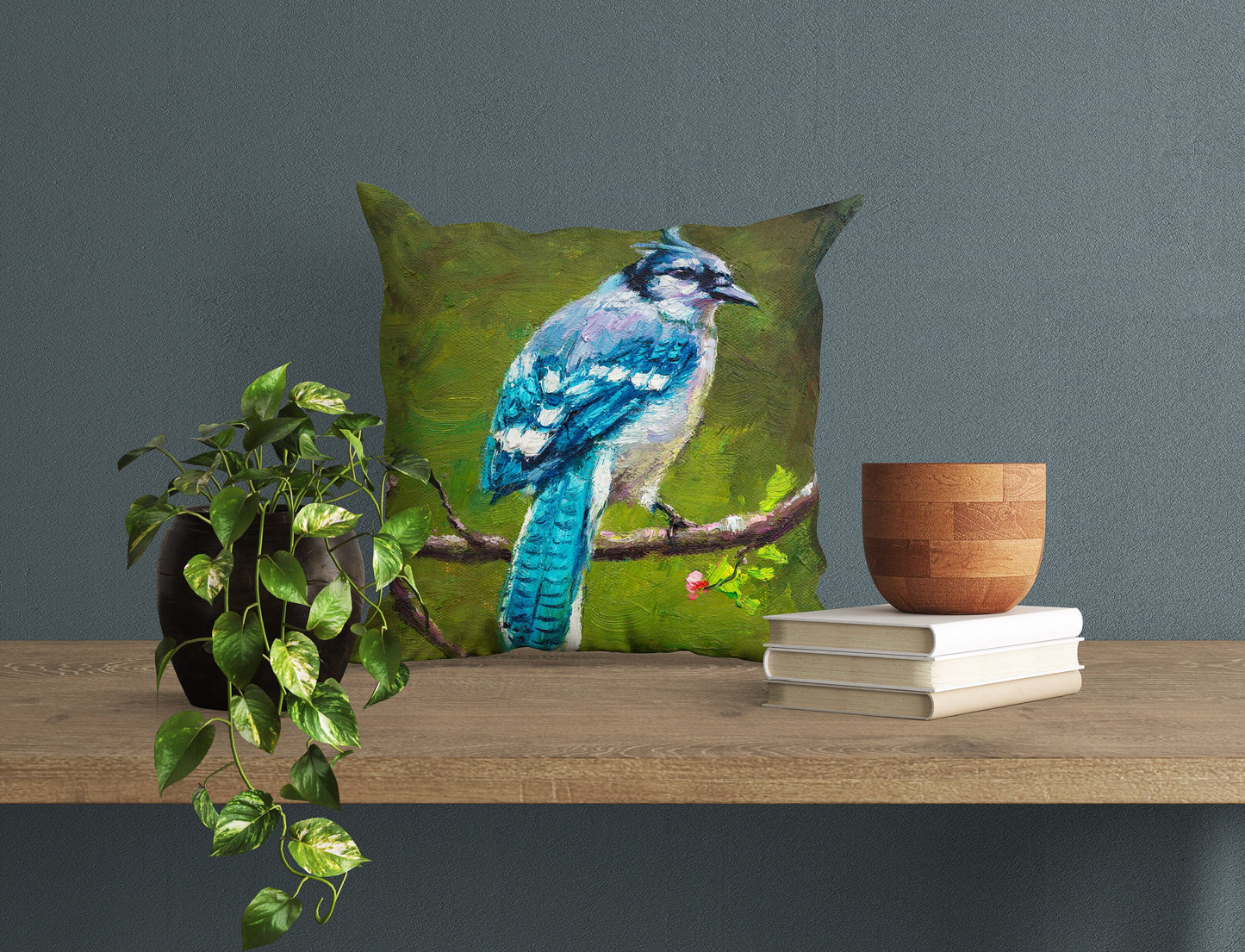 Pillow Cases, Blue Jay Bird Pillow, Soft Pillow Cases, Bright Yellow Pillow, Cute Pillow Cases, Large Pillow Cases, Home Decor Pillow