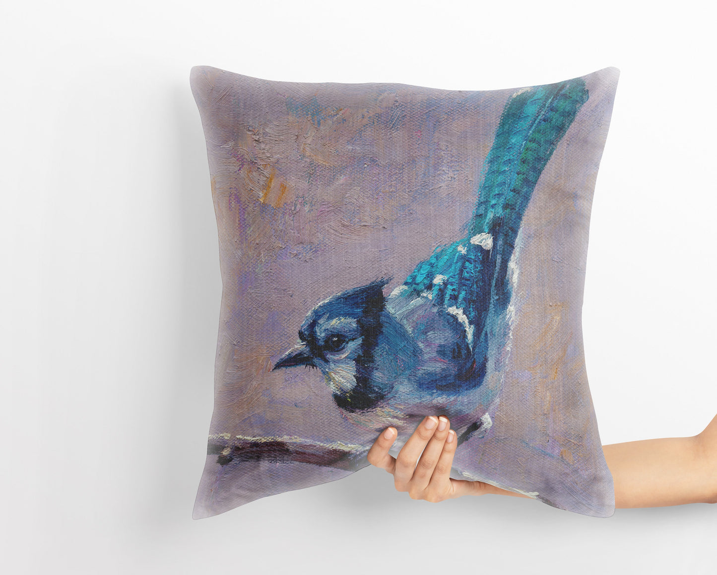 Decorative Pillow, Blue Jay Bird Pillow, Comfortable, Bright Yellow Pillow, Cute Pillow Cases, 18 X 18 Pillow Covers, Playroom Decor