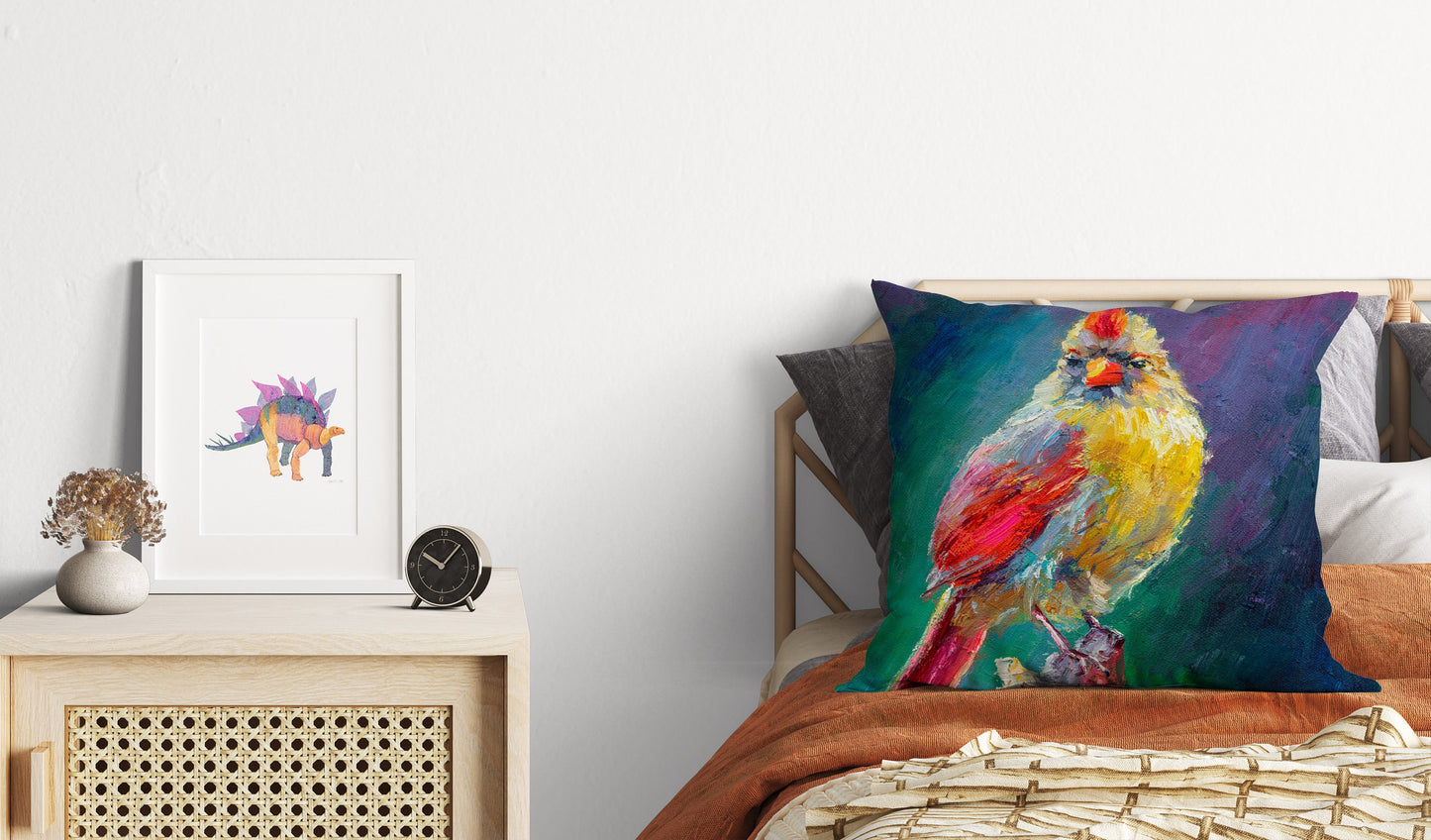 Pillow Cases, Northern Cardinal Female Bird Pillow, Comfortable, Bright Yellow Pillow, Modern Pillow, Large Pillow Cases, Housewarming Gift