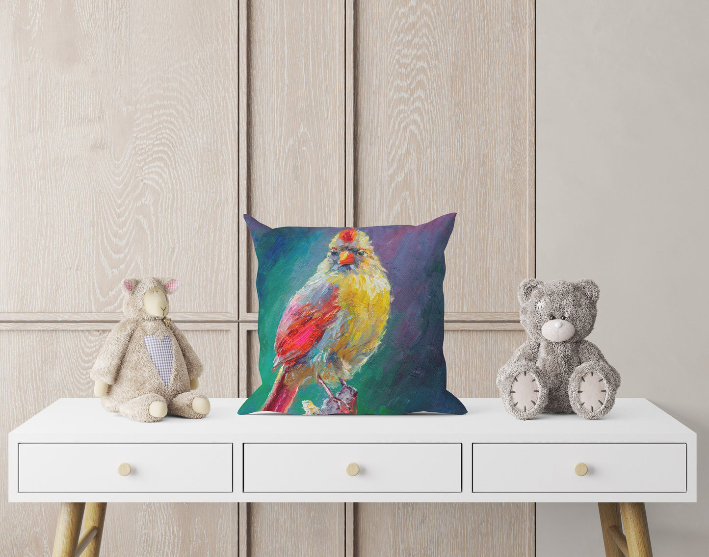 Pillow Cases, Northern Cardinal Female Bird Pillow, Comfortable, Bright Yellow Pillow, Modern Pillow, Large Pillow Cases, Housewarming Gift