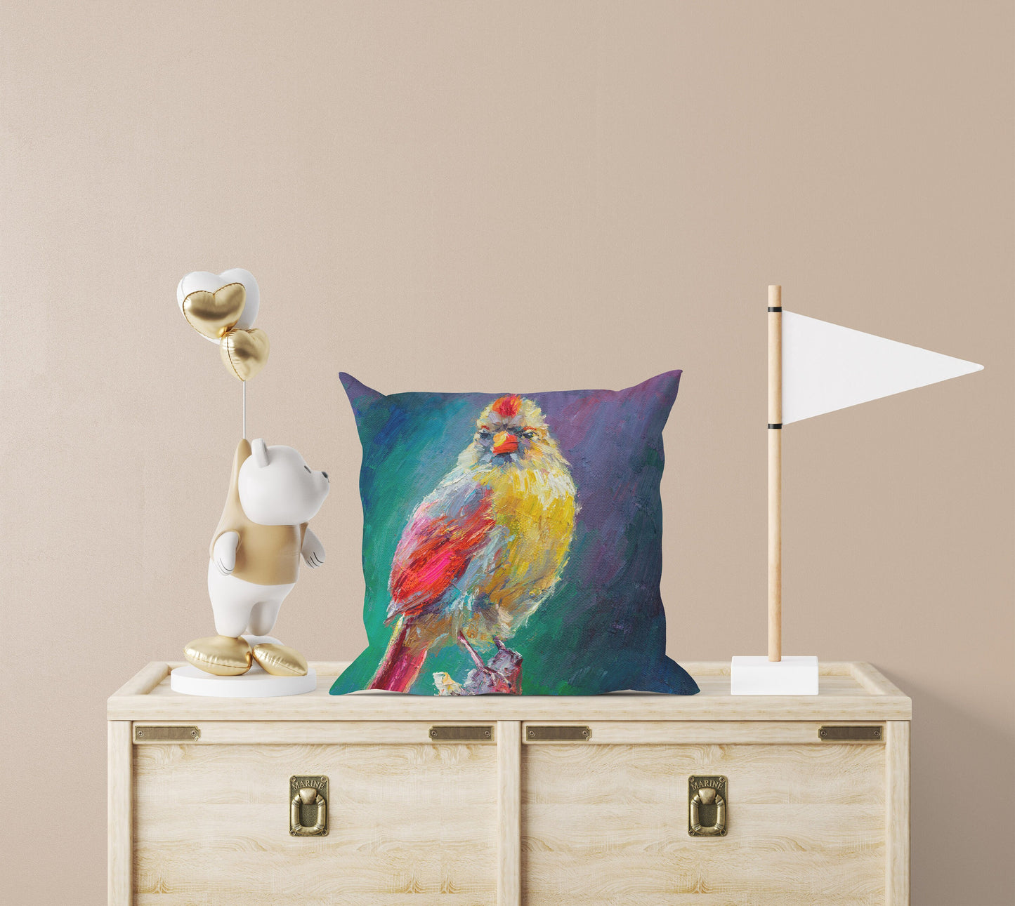 Pillow Cases, Northern Cardinal Female Bird Pillow, Comfortable, Bright Yellow Pillow, Modern Pillow, Large Pillow Cases, Housewarming Gift