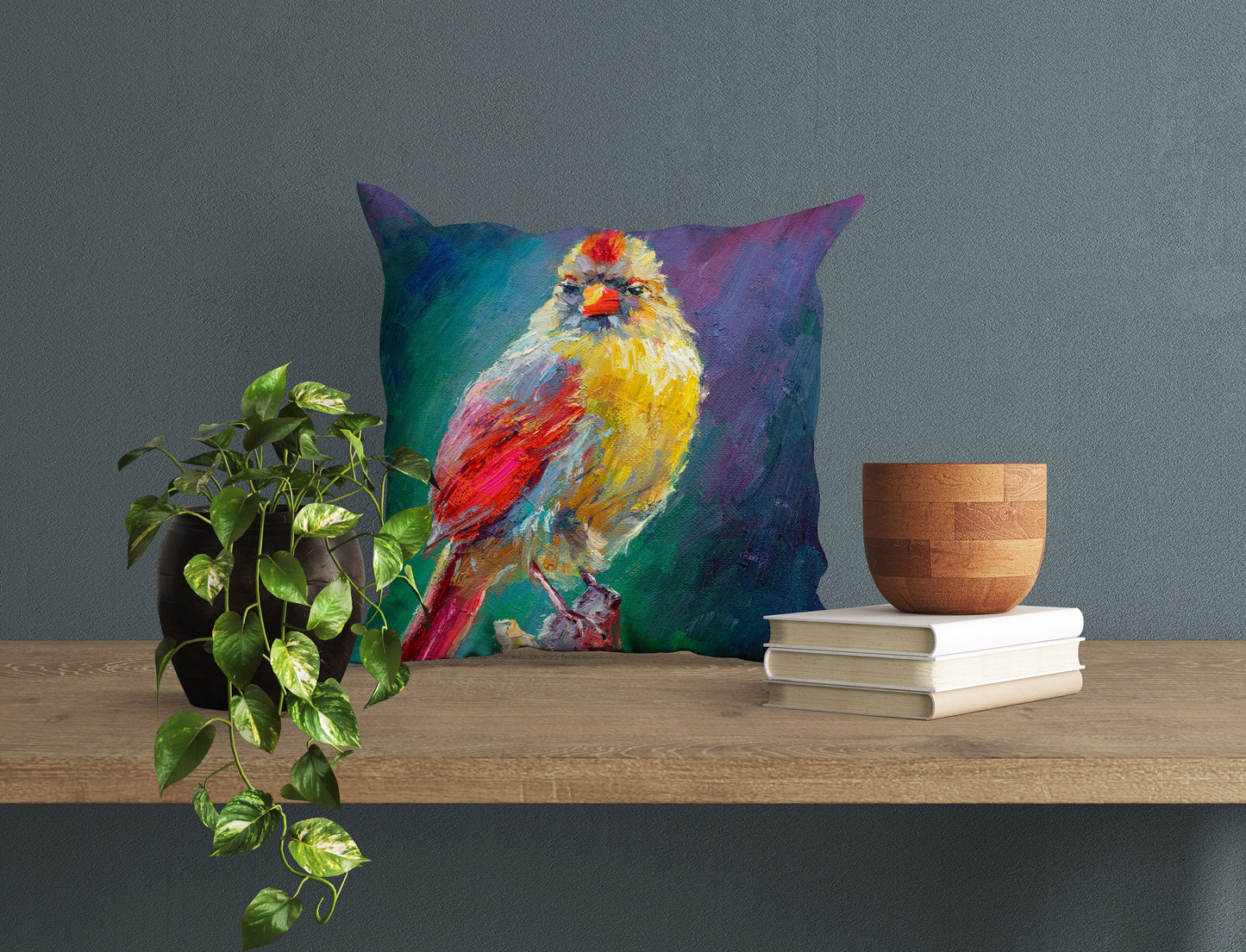 Pillow Cases, Northern Cardinal Female Bird Pillow, Comfortable, Bright Yellow Pillow, Modern Pillow, Large Pillow Cases, Housewarming Gift