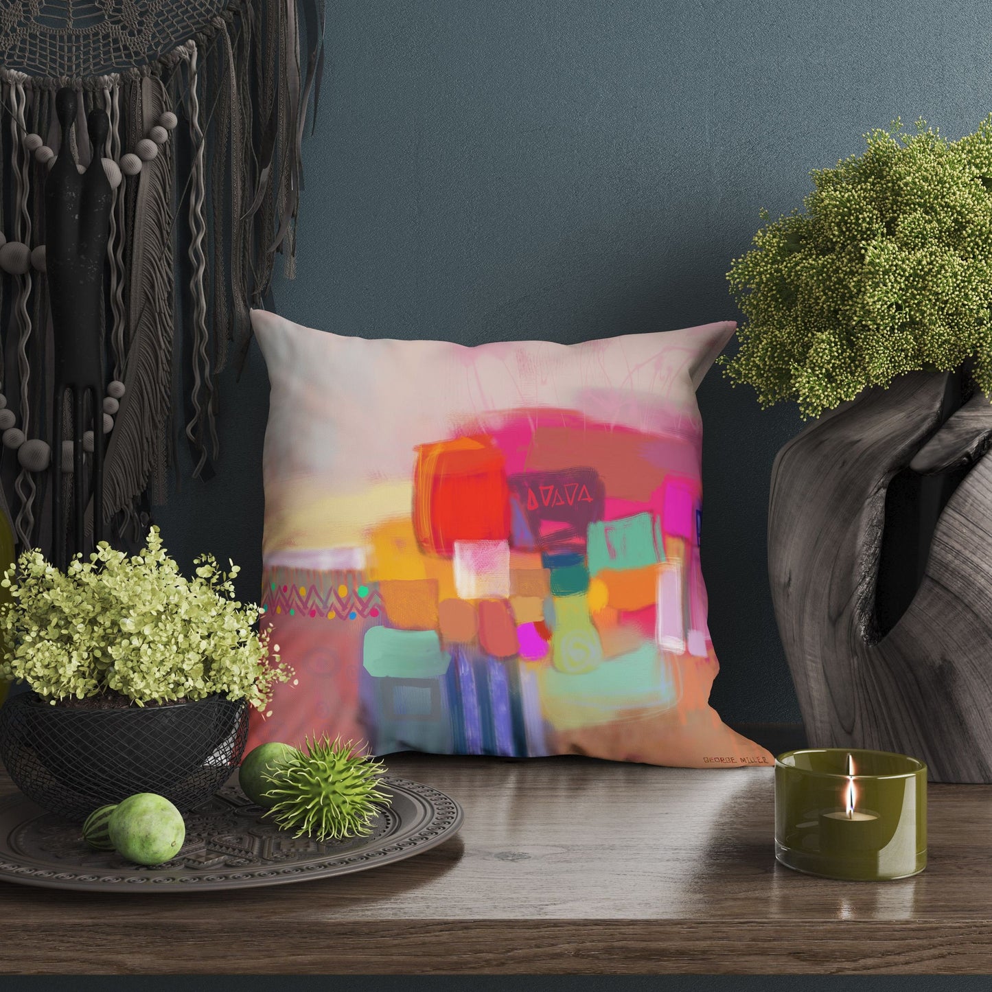 Pillow Cover, Abstract Throw Pillow, Designer Pillow, Colorful Pillow Case, Contemporary Pillow, Square Pillow, Housewarming Gift, Fashion