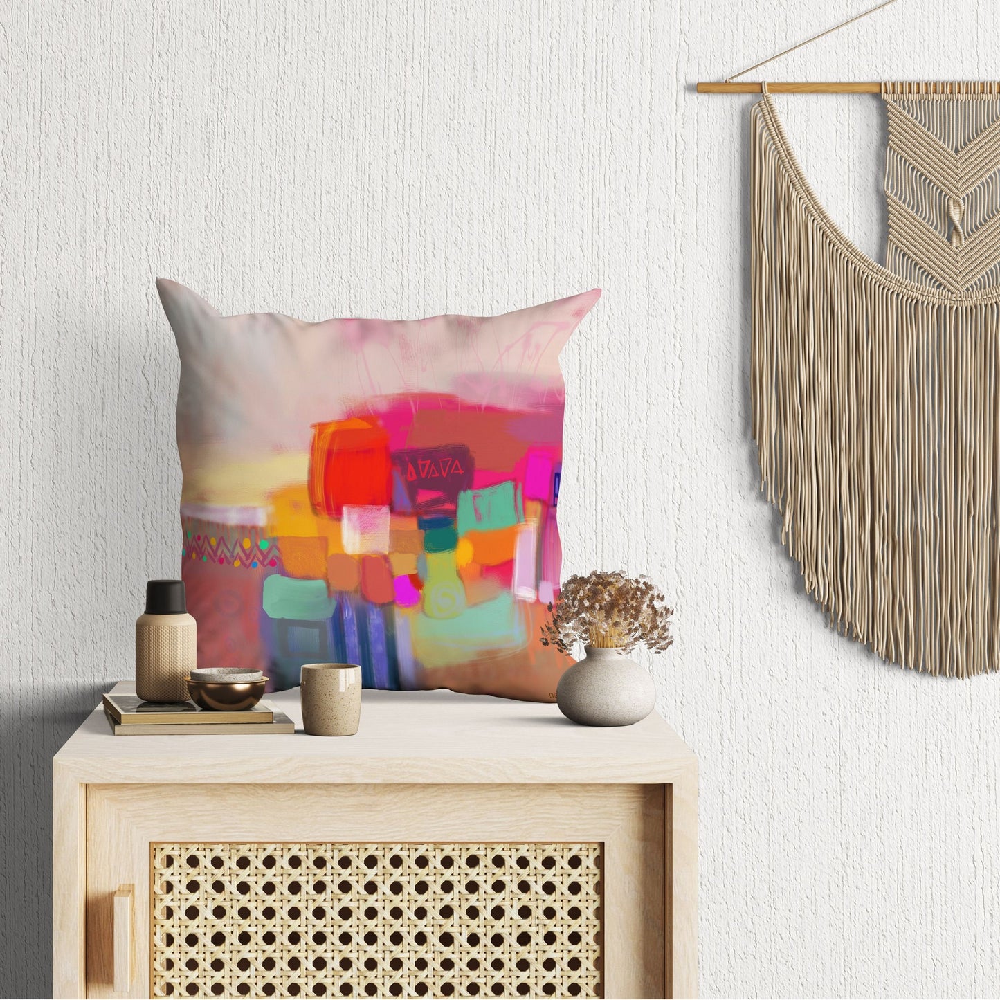 Pillow Cover, Abstract Throw Pillow, Designer Pillow, Colorful Pillow Case, Contemporary Pillow, Square Pillow, Housewarming Gift, Fashion
