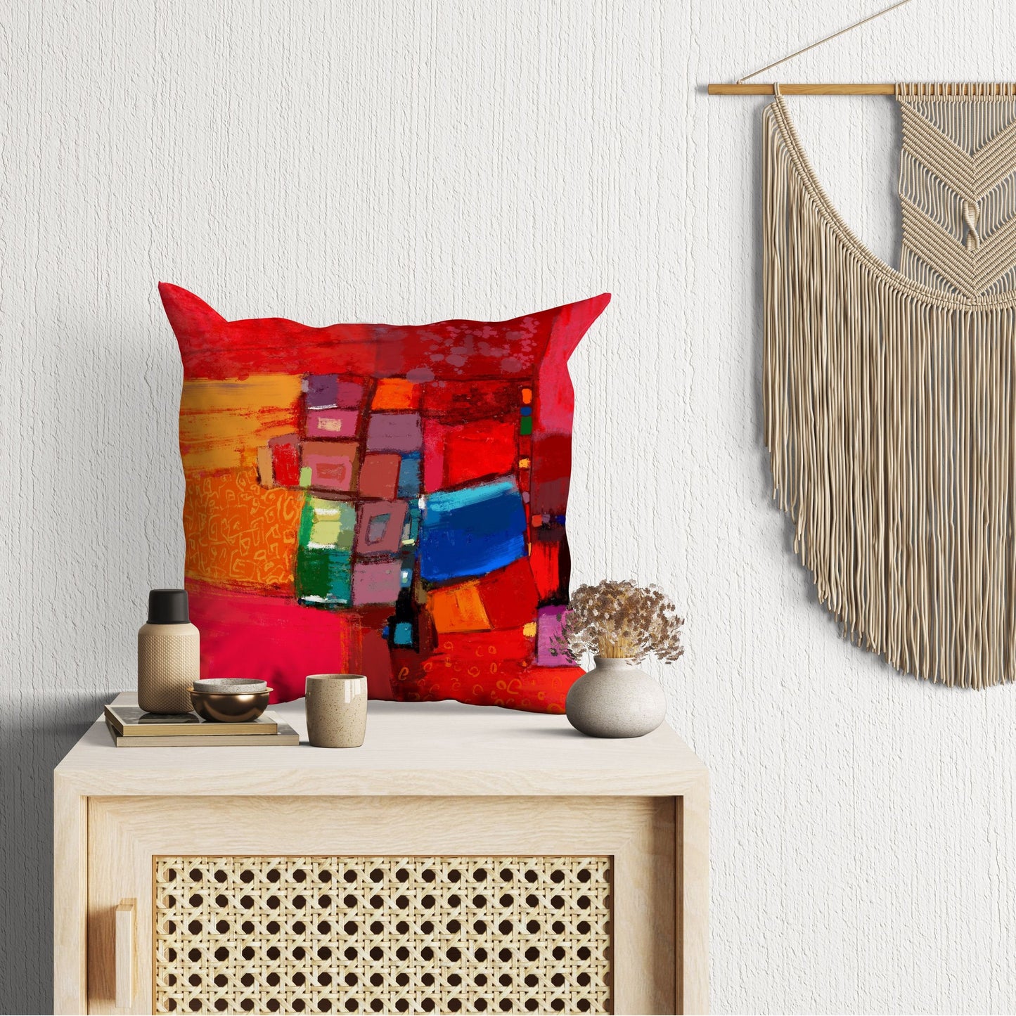 Throw Pillow, Abstract Throw Pillow, Artist Pillow, Red Pillow Cases, Beautiful Pillow, Pillow Covers 20X20, Home Decor Pillow, Holiday Gift