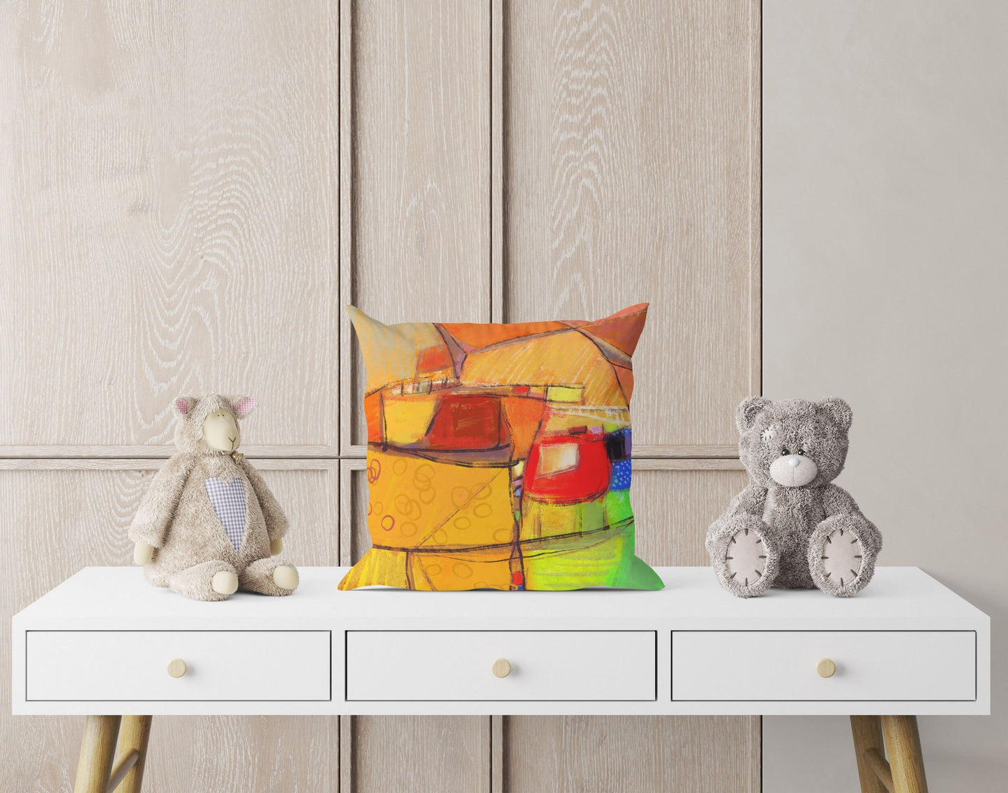 Throw Pillow, Abstract Pillow Case, Designer Pillow, Bright Yellow Pillow, Beautiful Pillow, 24X24 Pillow Case, Home Decor Pillow