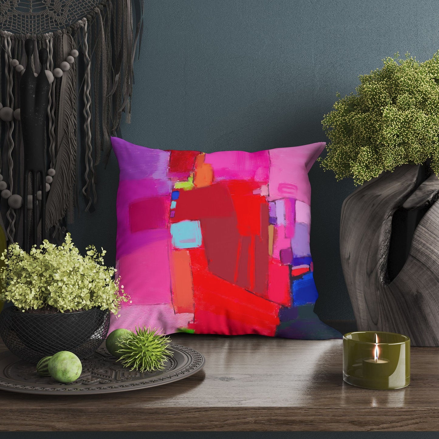 Girl Pillow, Tapestry Pillows, Abstract Pillow Case, Art Pillow, Red Pillow Cases, Modern Pillow, Square Pillow, Housewarming Gift