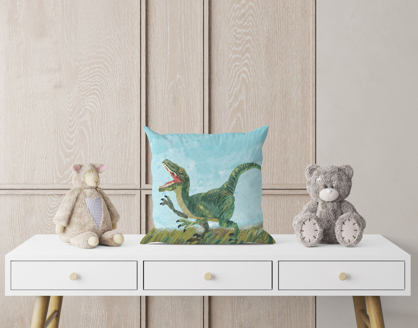 Tyrannosaurus Rex Dinosaur Pillow Cases For Kids, Toss Pillow, Abstract Throw Pillow Cover, Original Art Pillow, Green Pillow Cases, Fashion