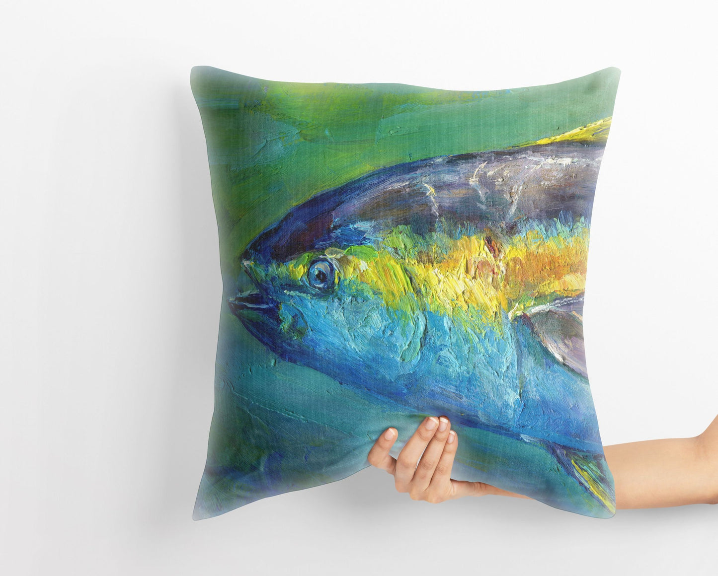 Tuna Fish, Pillow Cases, Spring Throw Pillow, Artist Pillow, Green Pillow Cases, Cute Pillow Cases, 24X24 Pillow Case, Nursery Pillows