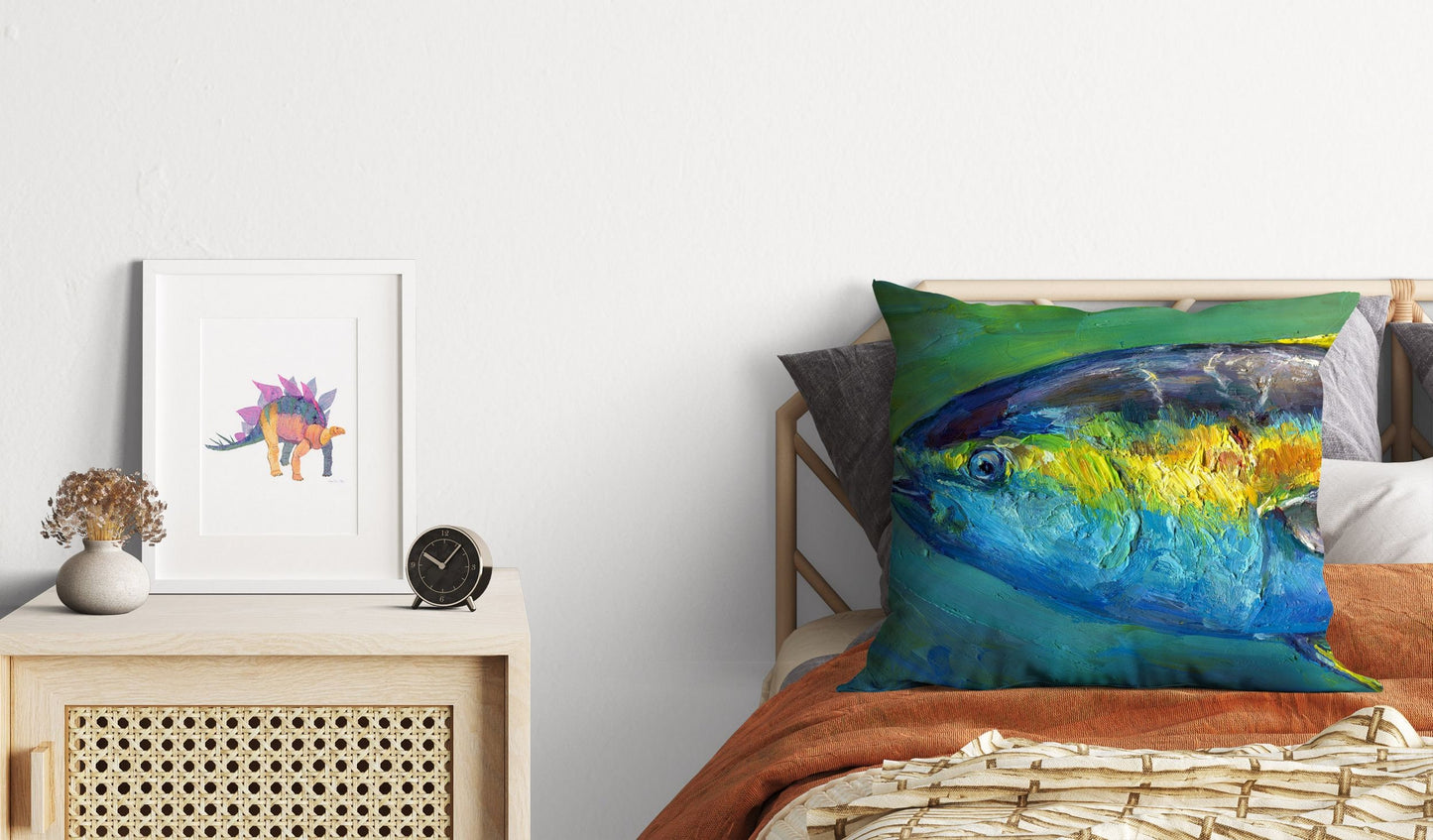 Tuna Fish, Pillow Cases, Spring Throw Pillow, Artist Pillow, Green Pillow Cases, Cute Pillow Cases, 24X24 Pillow Case, Nursery Pillows