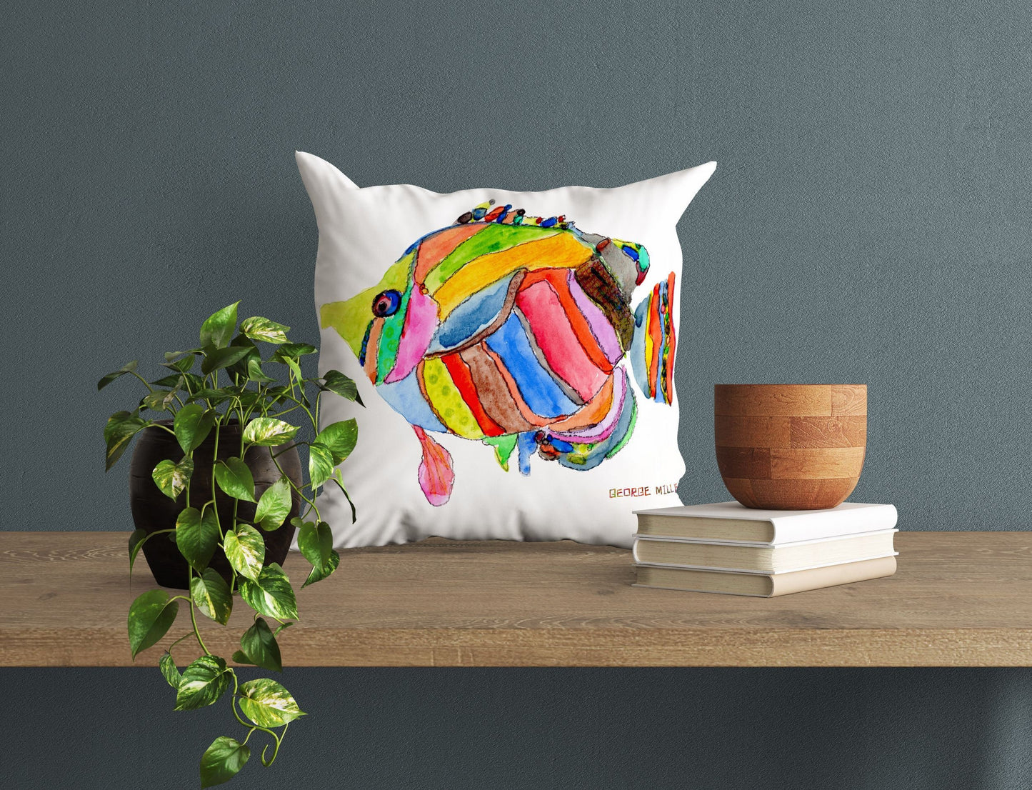 Semi-Abstract Art Tropical Fish Pillow Case, Tropical Pillow Cases, Original Art Pillow, Colorful Pillow Case, Cute Pillow Case
