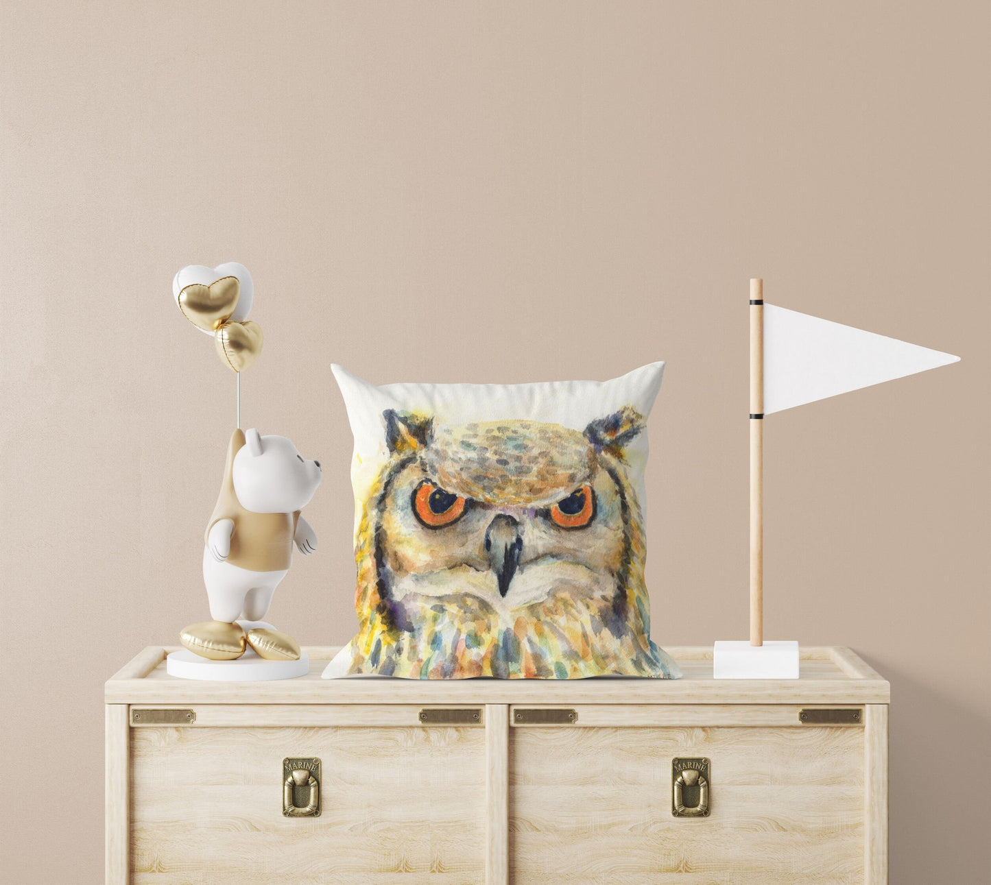 Owl Bird Pillow Cases For Kids, Toss Pillow, Animal Pillow, Artist Pillow, Bright Yellow Pillow, Modern Pillow, Pillow Covers 20X20