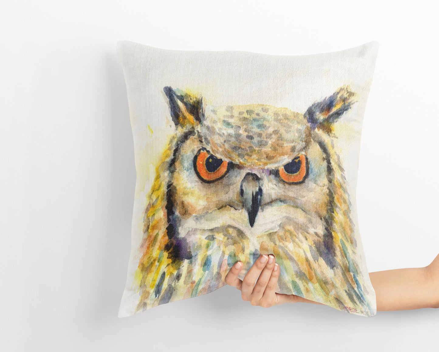 Owl Bird Pillow Cases For Kids, Toss Pillow, Animal Pillow, Artist Pillow, Bright Yellow Pillow, Modern Pillow, Pillow Covers 20X20