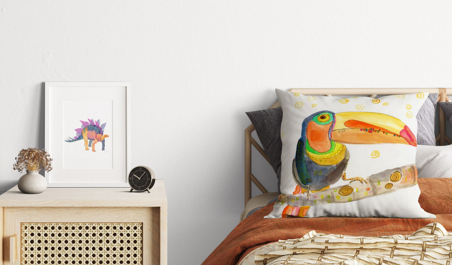 Toucan Pillow Cases For Kids Toss Pillow, Animal Pillow, Artist Pillow, Bright Yellow Pillow, Watercolor Pillow Cases, 20X20 Pillow Cover