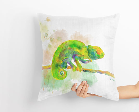 A Green Chameleon Cute Pillow Cases, Pillow Cases For Kids, Animal Pillow, Artist Pillow, Green Pillow Cases, Fashion, Nursery Decor
