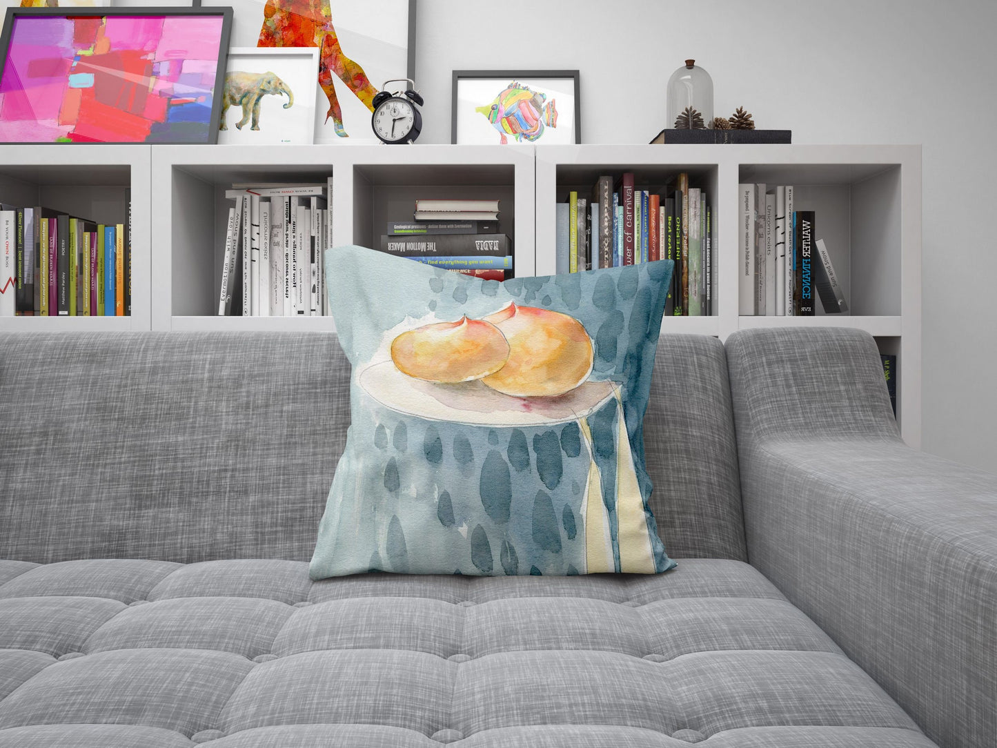 Peaches Fruit Throw Pillow, Abstract Pillow, Soft Pillow Cases, Bright Yellow Pillow, Fashion, Pillow Covers 20X20, Housewarming Gift
