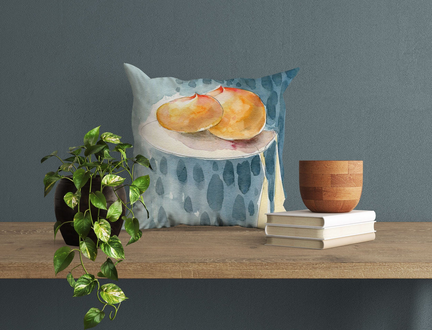 Peaches Fruit Throw Pillow, Abstract Pillow, Soft Pillow Cases, Bright Yellow Pillow, Fashion, Pillow Covers 20X20, Housewarming Gift