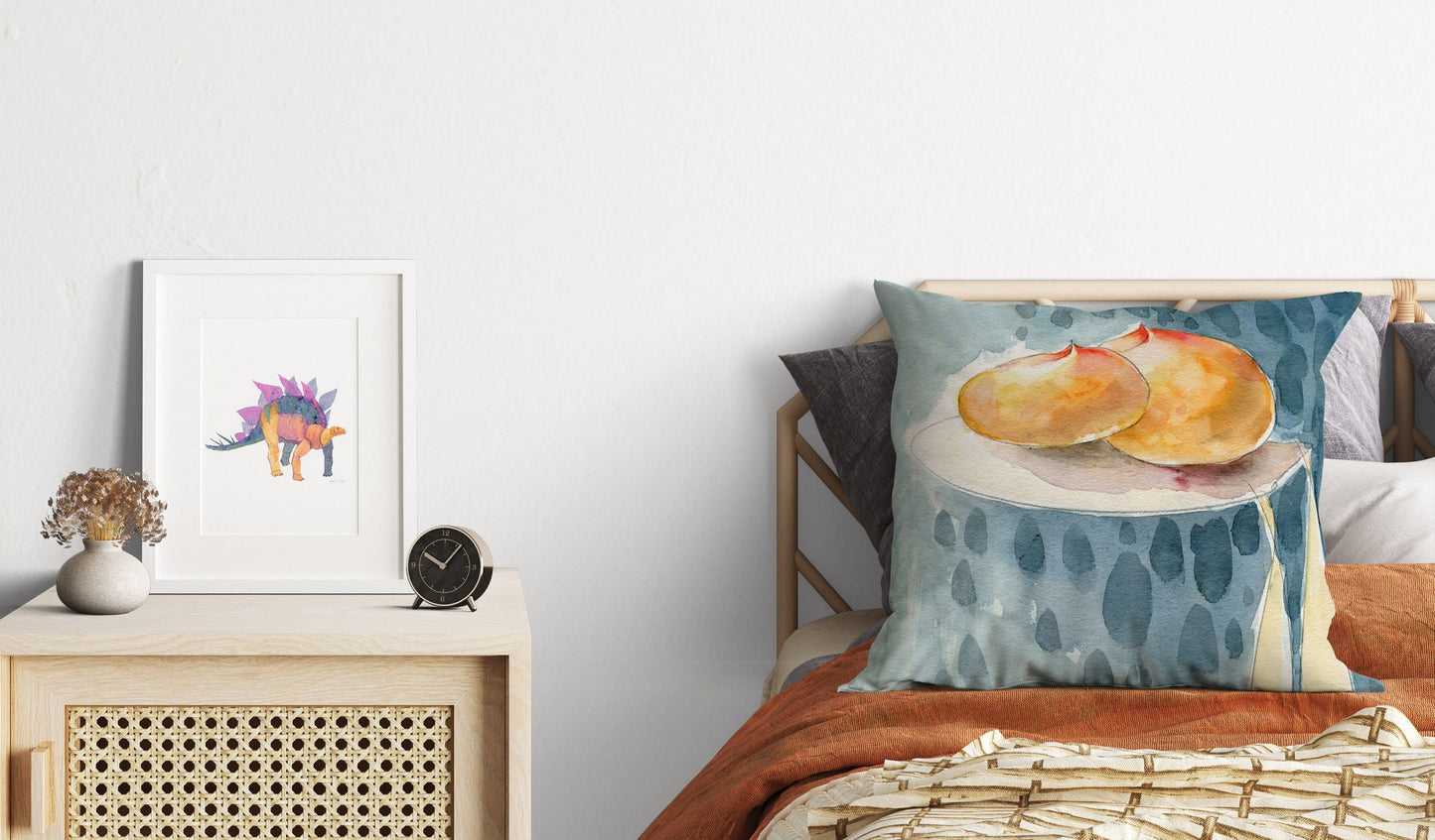 Peaches Fruit Throw Pillow, Abstract Pillow, Soft Pillow Cases, Bright Yellow Pillow, Fashion, Pillow Covers 20X20, Housewarming Gift